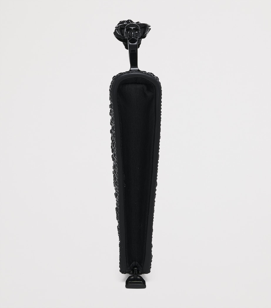 McQueen Suede Embellished Four-Ring Clutch Bag Image 3