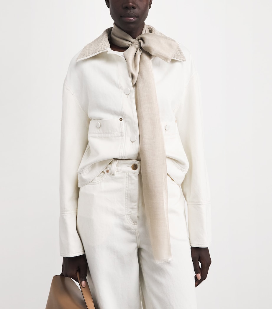 Agnona Cashmere Shawl Scarf Ivory/butter Image 3