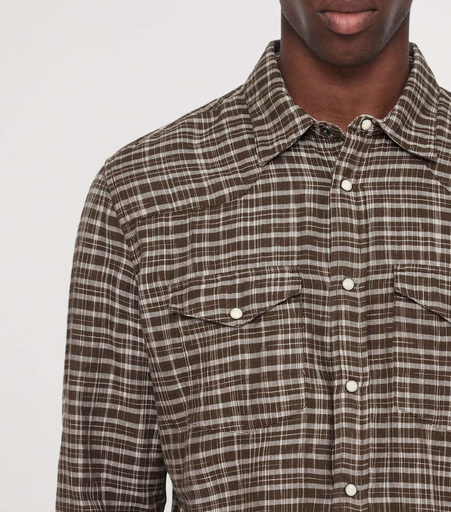 AllSaints Mens Organic Cotton Court Shirt Khaki Brown Image 4