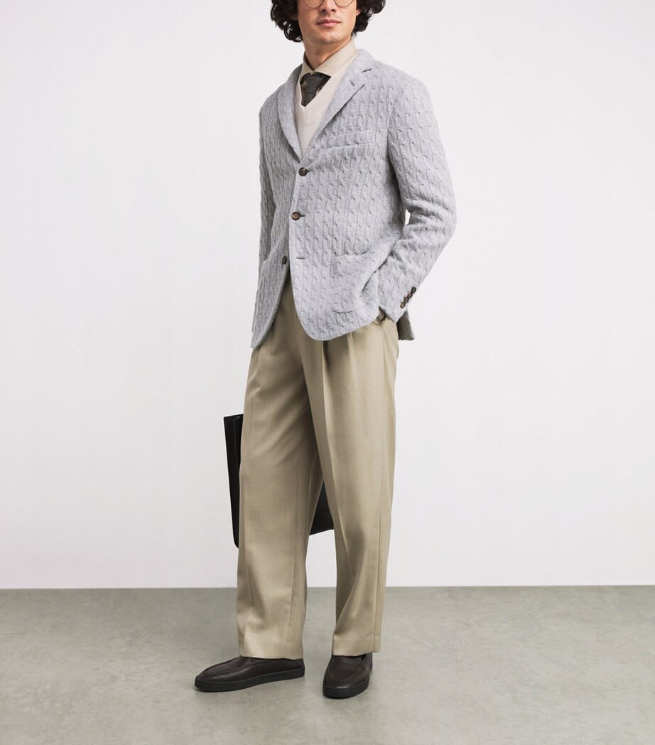 Wool-Cashmere Braided Blazer GRIGIO CHIARO MELANG Image 2