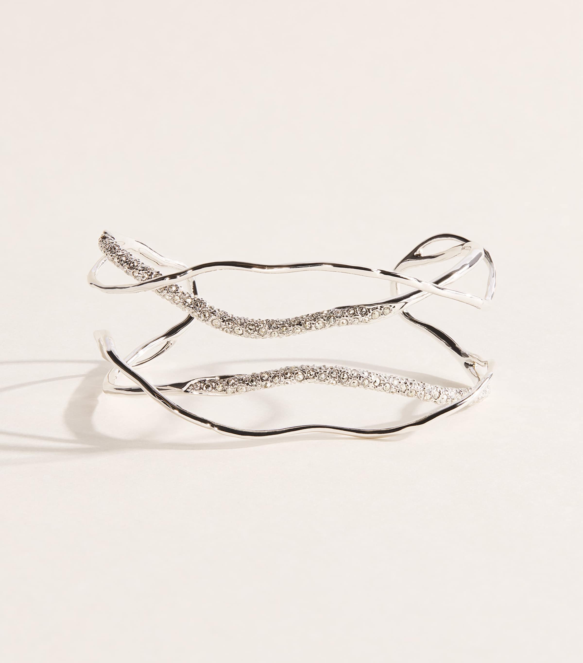 Alexis Bittar Solanales Intertwined Cuff Bracelet Crystals Silver Image 1