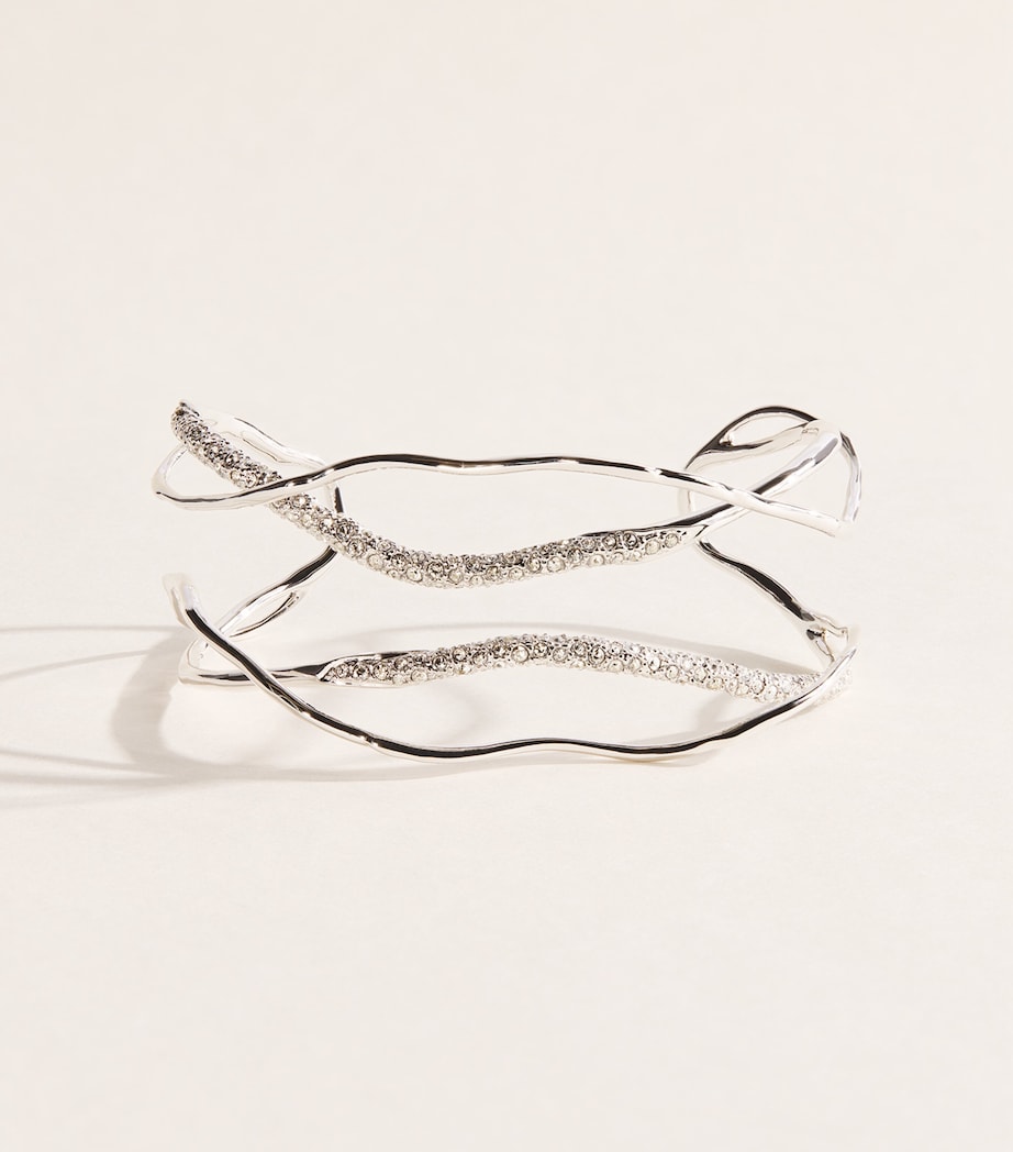 Alexis Bittar Solanales Intertwined Cuff Bracelet Crystals Silver Image 1