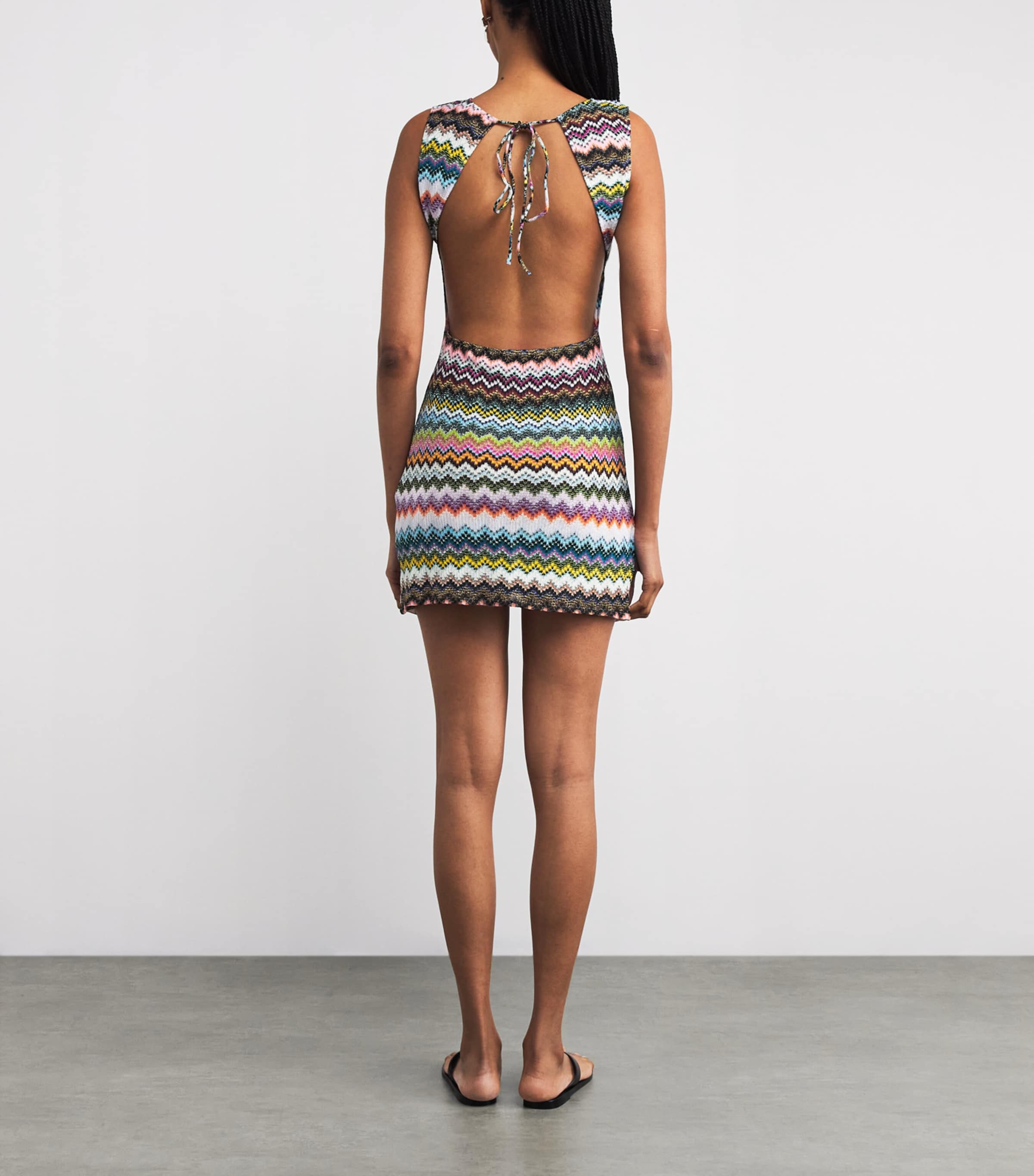 Zigzag Cut-Out Midi Dress SM9YJMULTI DARK BASE Image 3