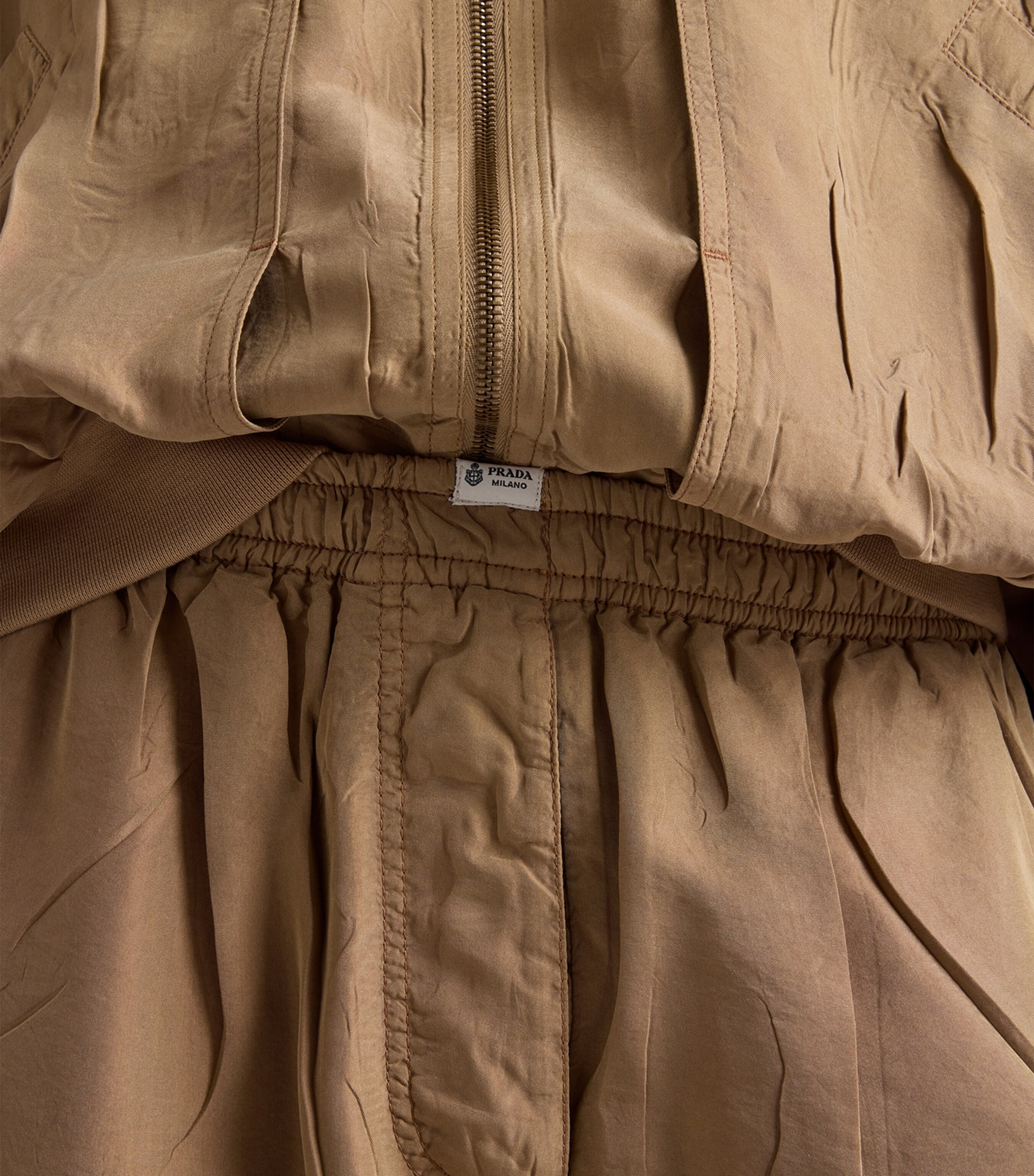 Prada Womens Garment-Dyed Shorts Neutral Image 4