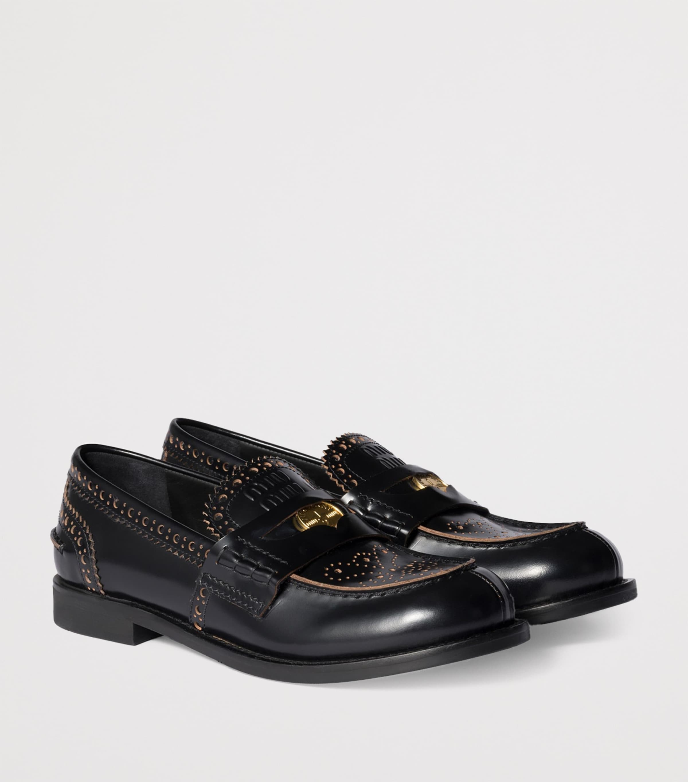 Embellished Leather Penny Loafers F0002 Image 2