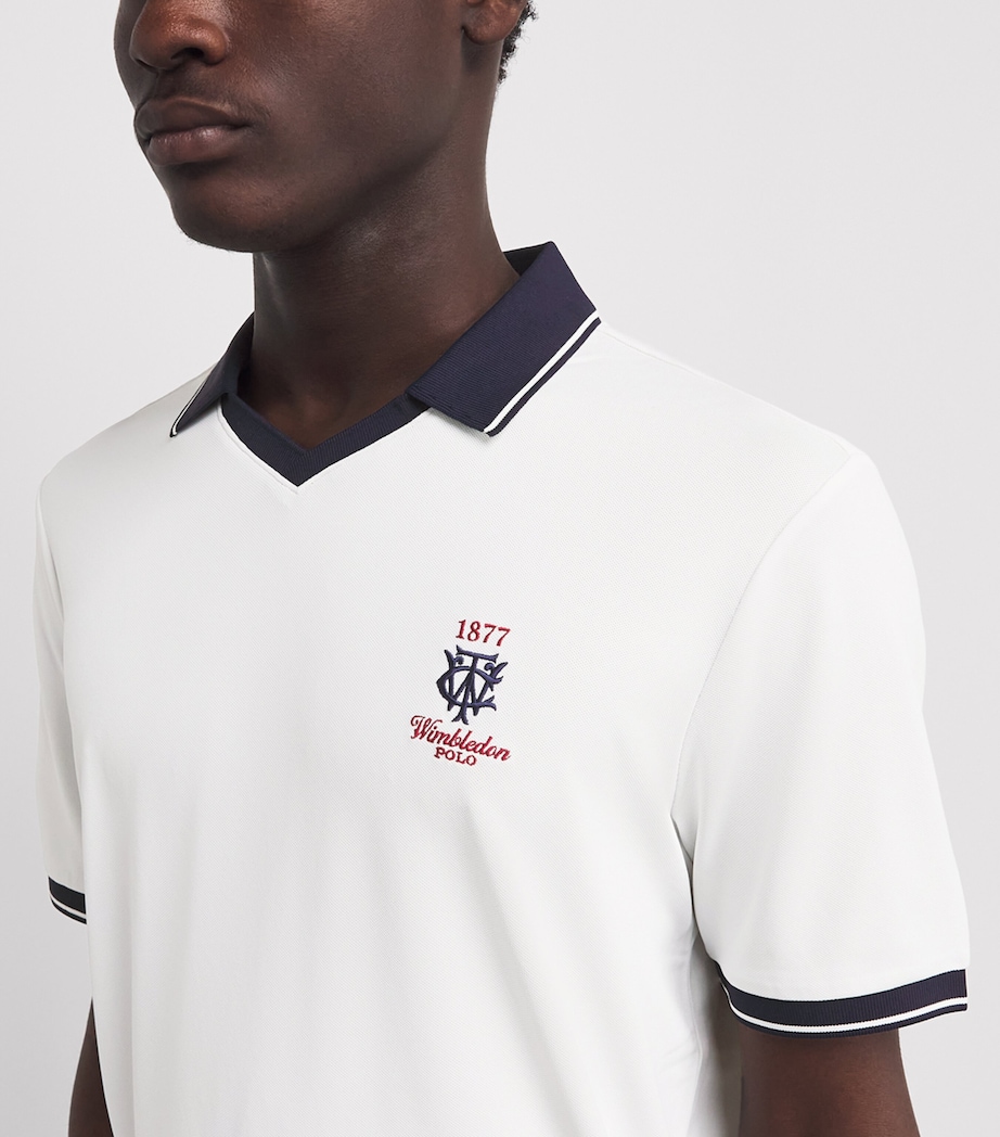 RLX Ralph Lauren Mens x Wimbledon Performance Piqué Polo Shirt Ceramic White Image 3