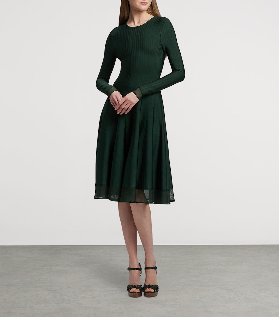 Sheer Edge Midi Dress DARK RACING GREEN Image 9