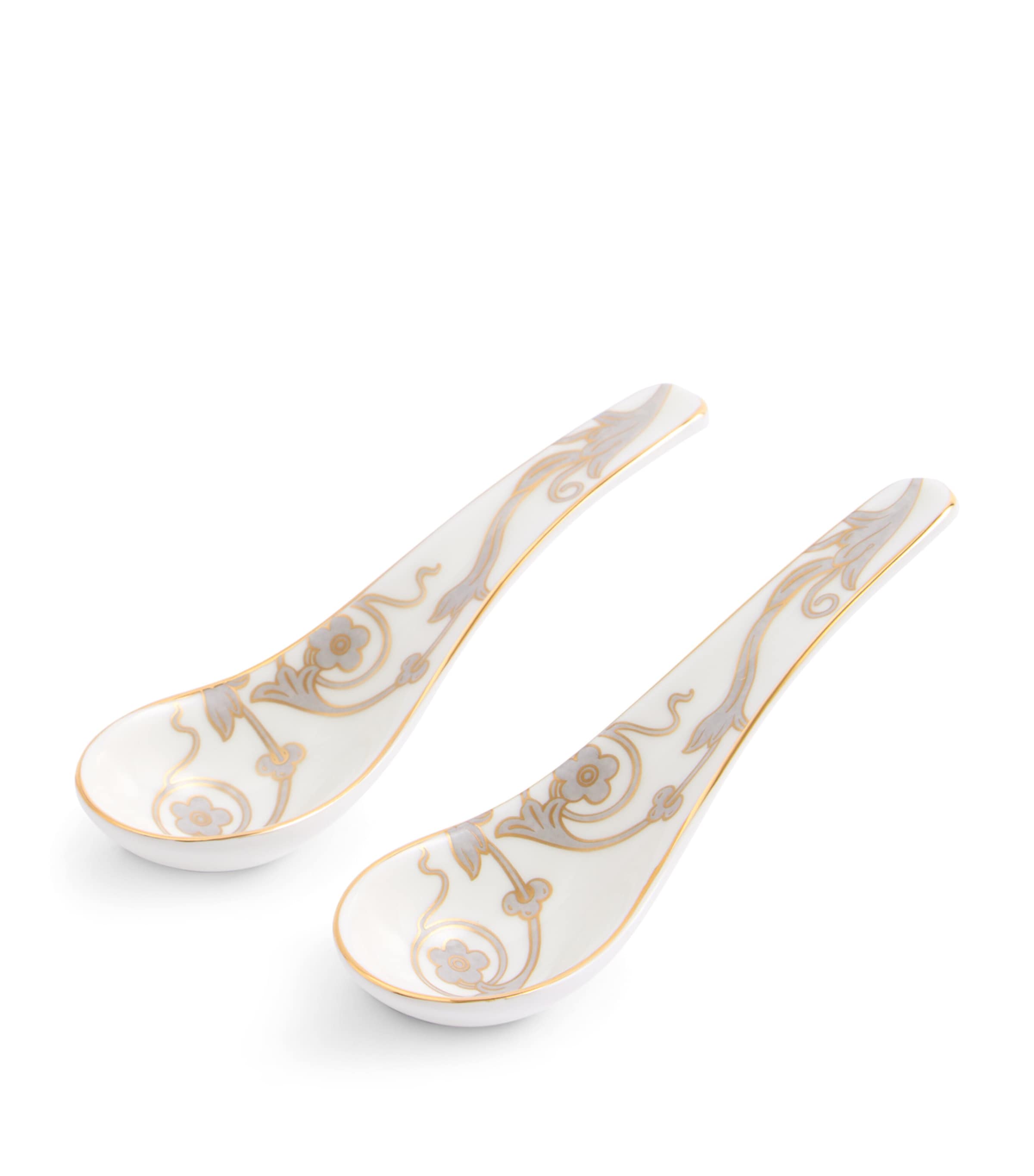 Wedgwood Set Of 2 Chinese Soup Spoons In Grey