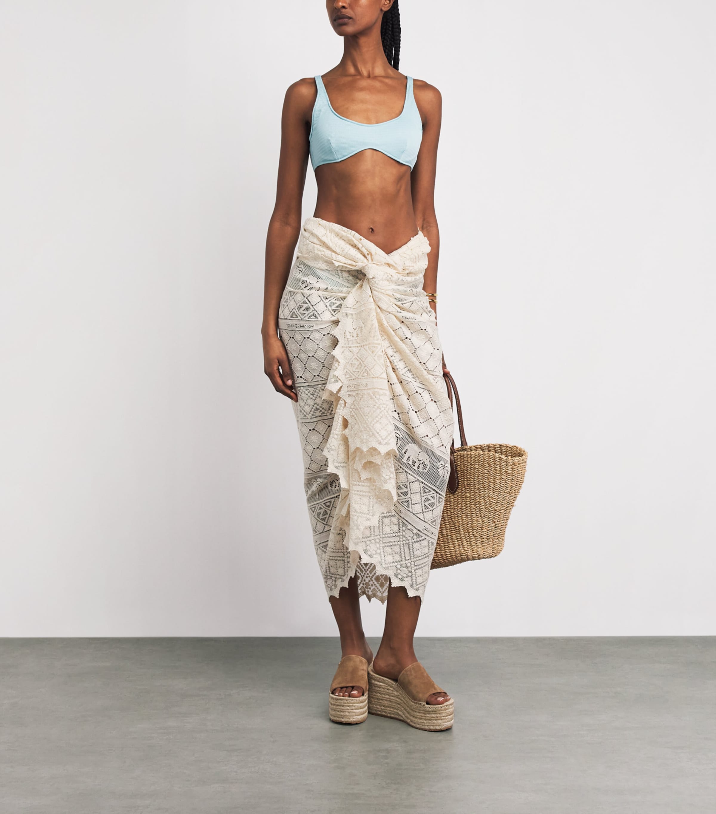 Zimmermann Womens Lace Monogram Pareo Cream Image 2