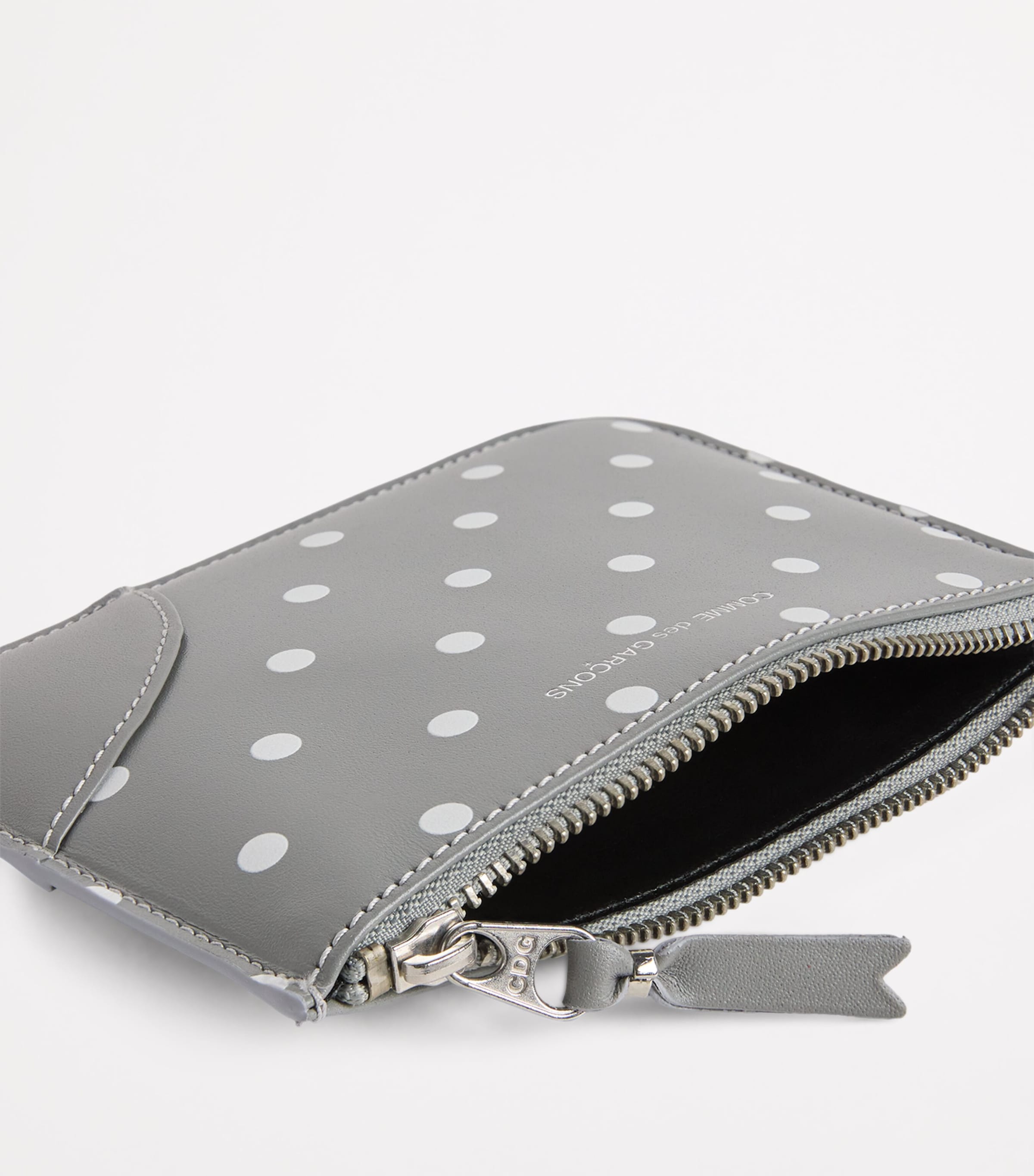Leather Polka-Dot Zipped Pouch GREY Image 4