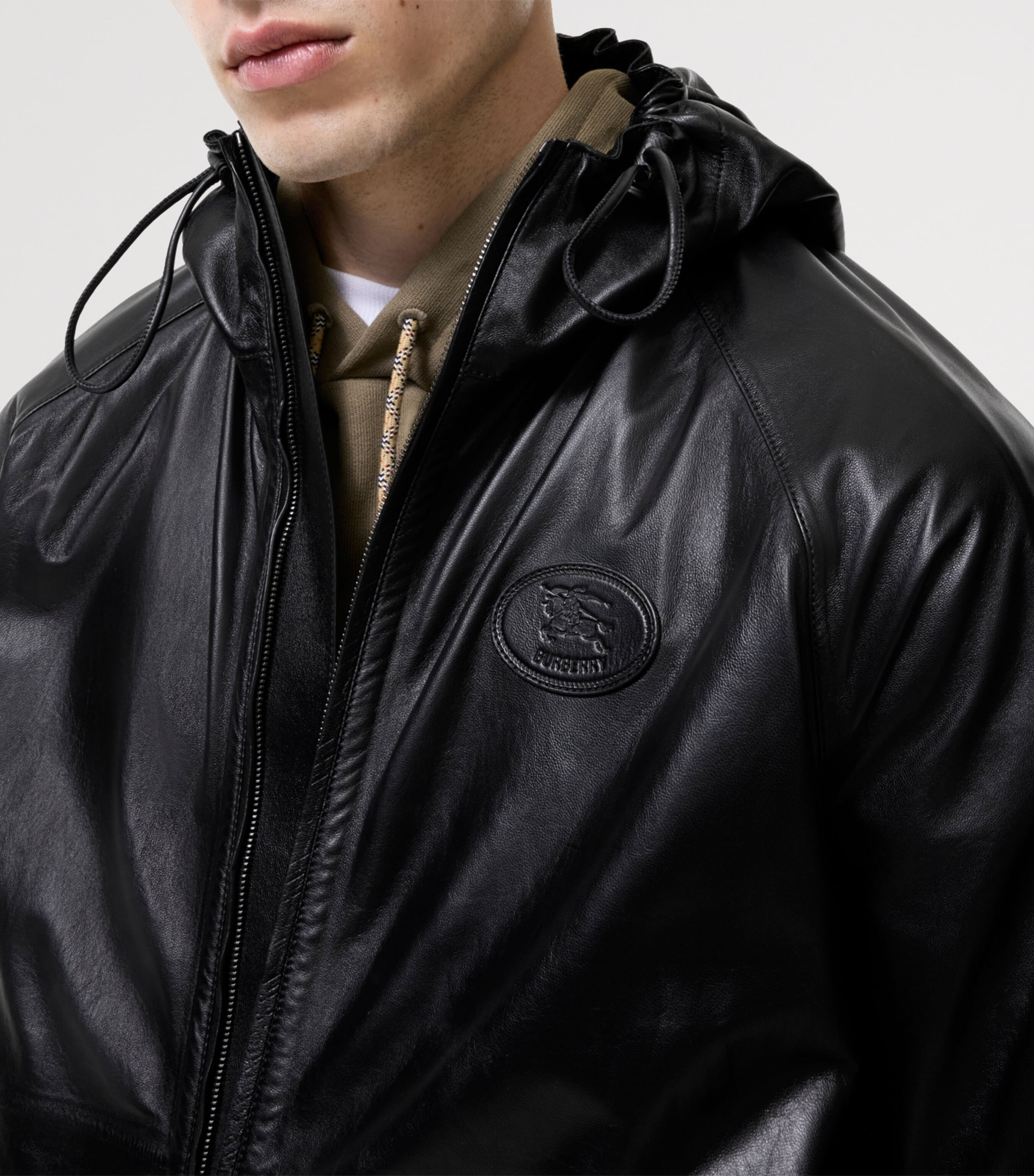 Burberry Mens Clapton Leather Jacket Black Image 4