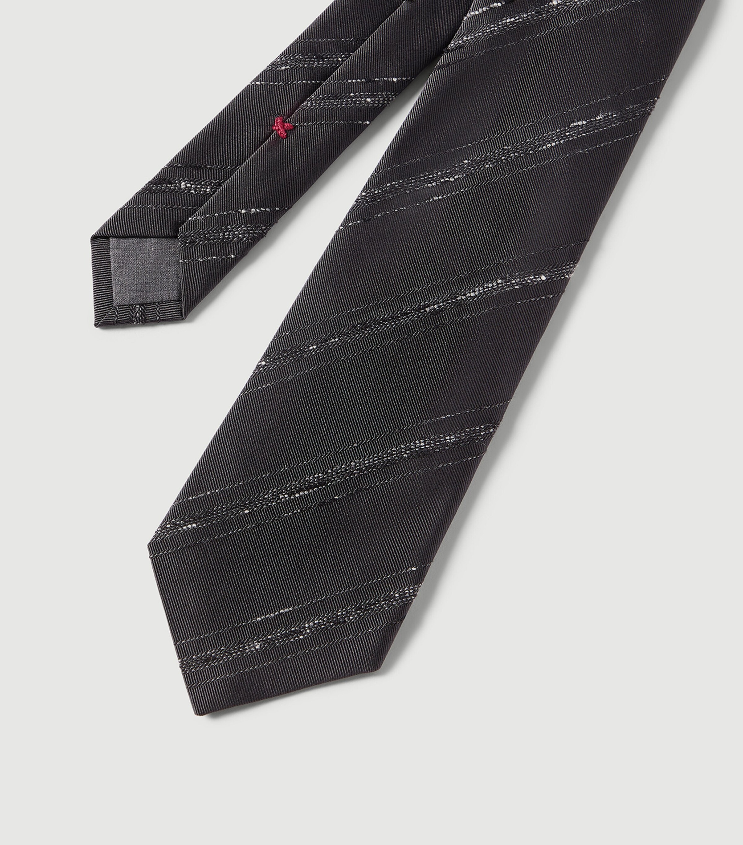 Brunello Cucinelli Silk-Cotton Stripe Tie Image 3