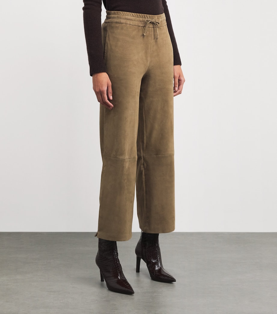 Arma Womens Suede Blair Straight Trousers Olive Image 3