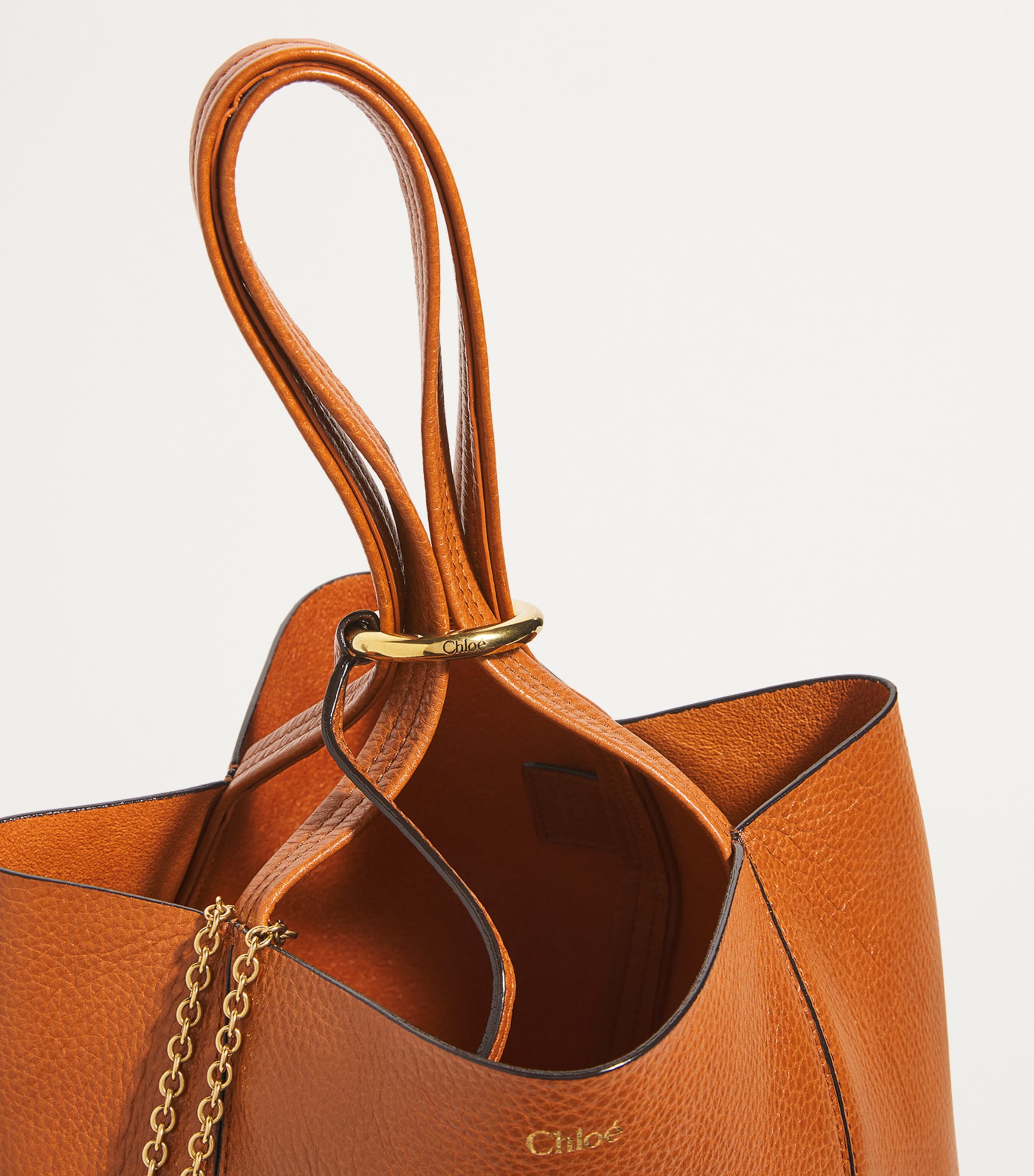 Chloé Brown Medium Calfskin Spin Tote Bag | Harrods US