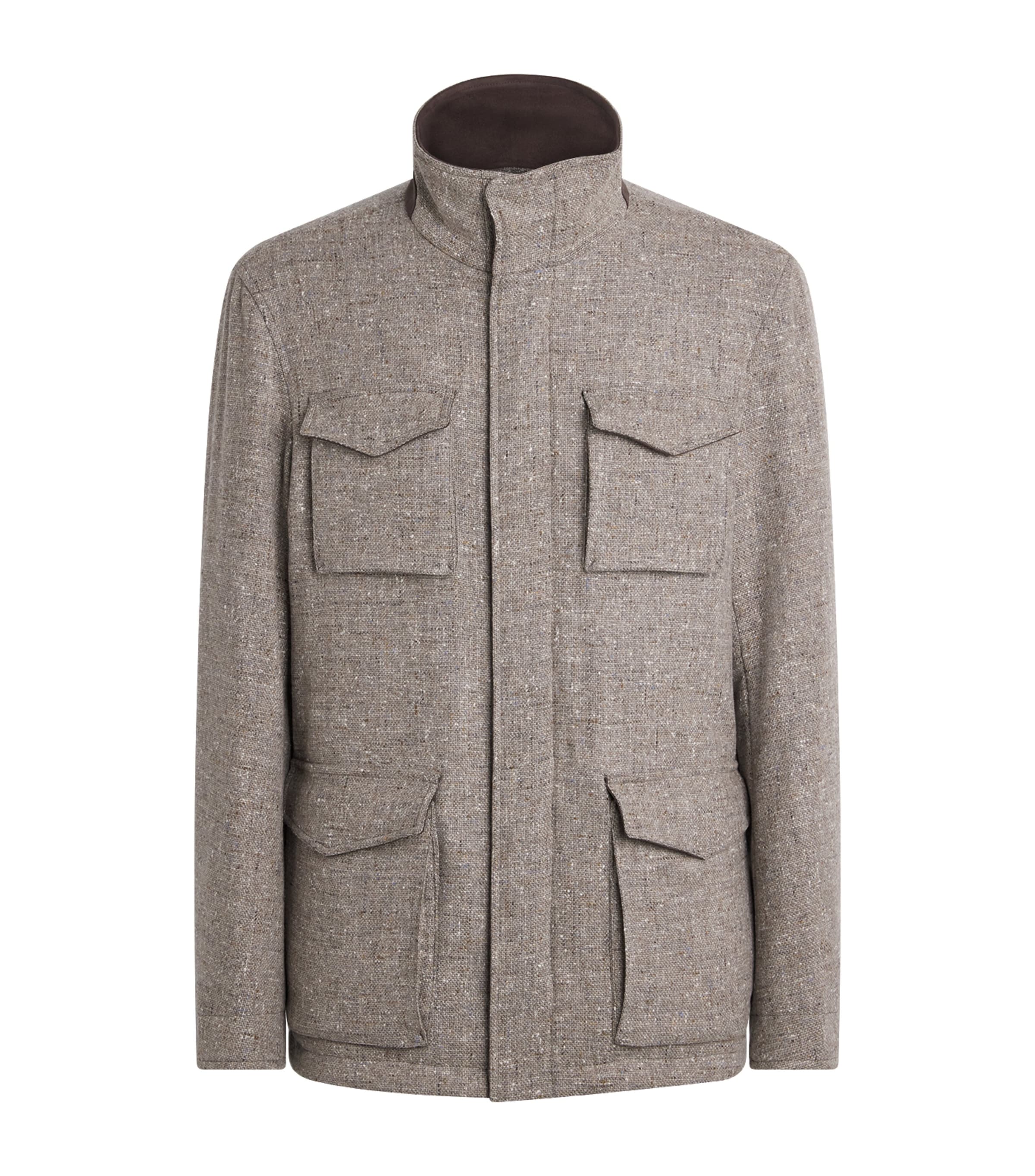Herno Mens Wool Hybrid High-Neck Jacket Taupe Image 1