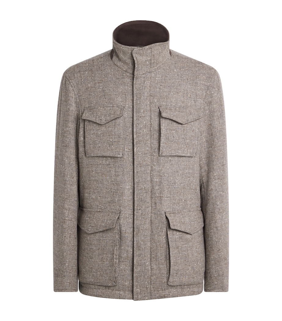 Herno Mens Wool Hybrid High-Neck Jacket Taupe Image 1