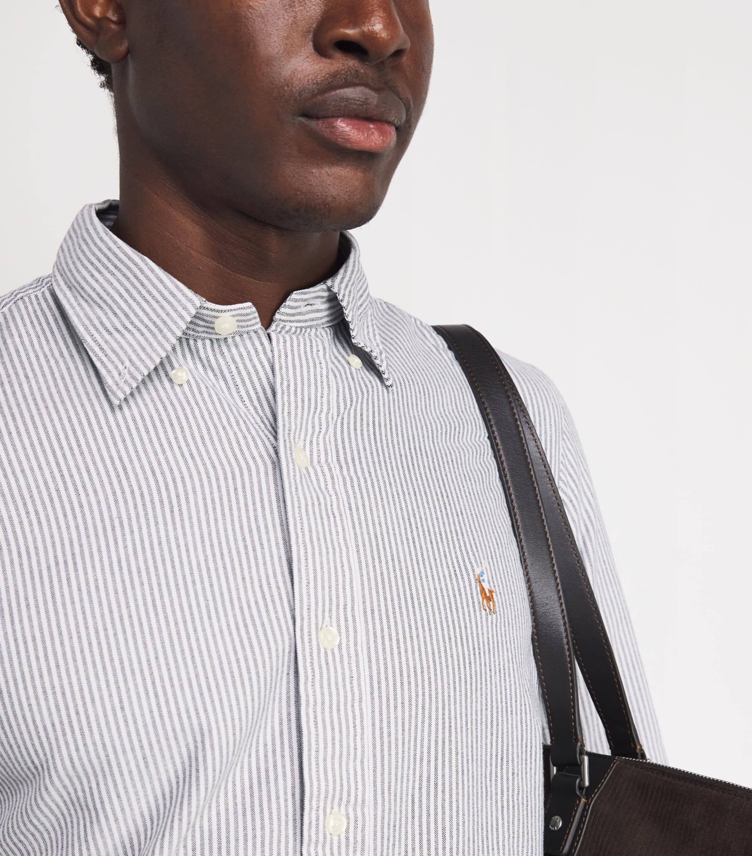 Custom Fit Stripe Oxford Shirt SLATE WHITE Image 6