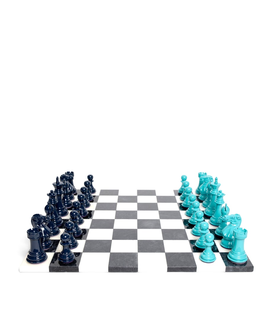 Alabaster Bold Chess Set DARK TURQUOISE Image 1