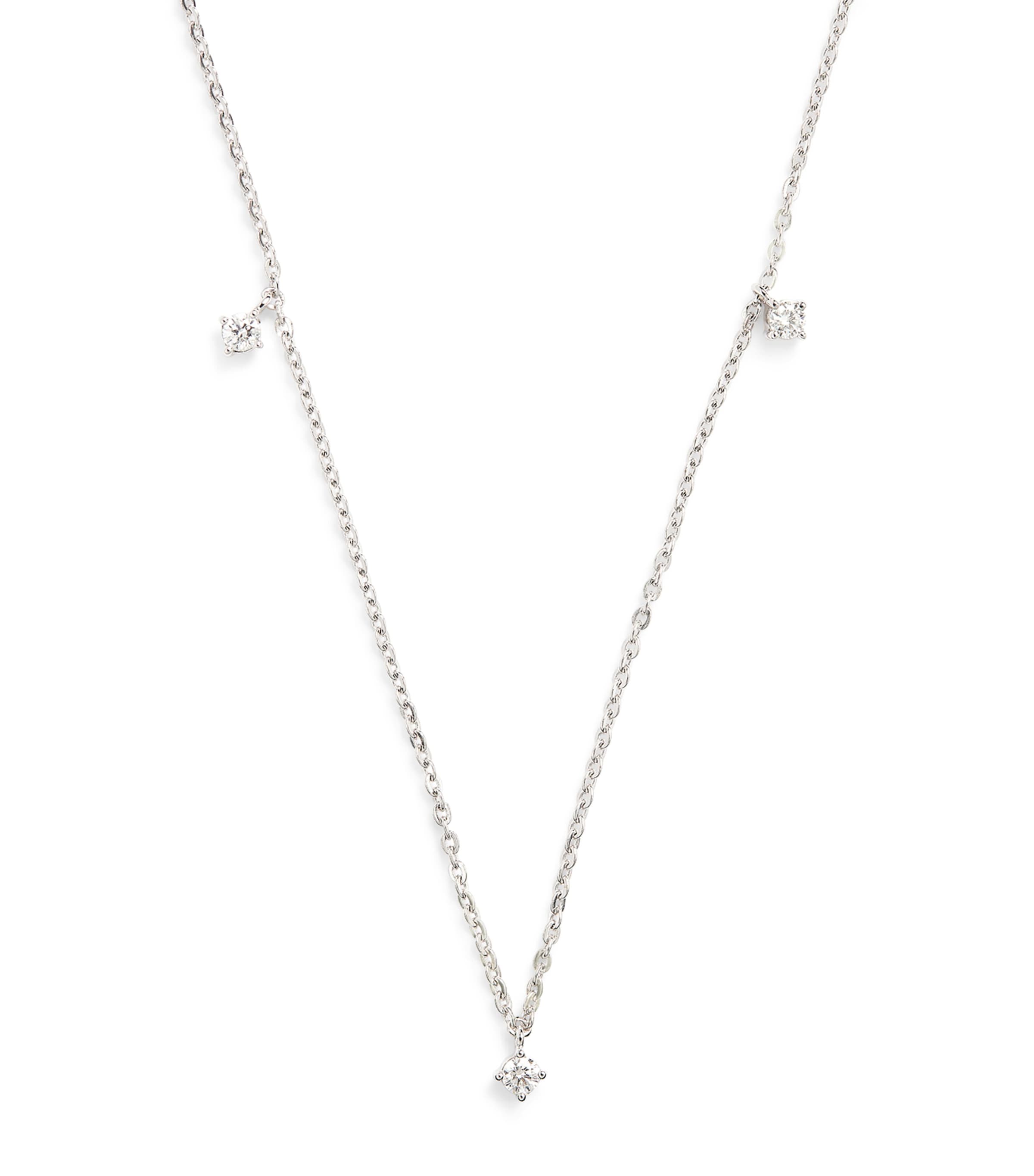 Harrods White Gold And Diamond Necklace In Silver