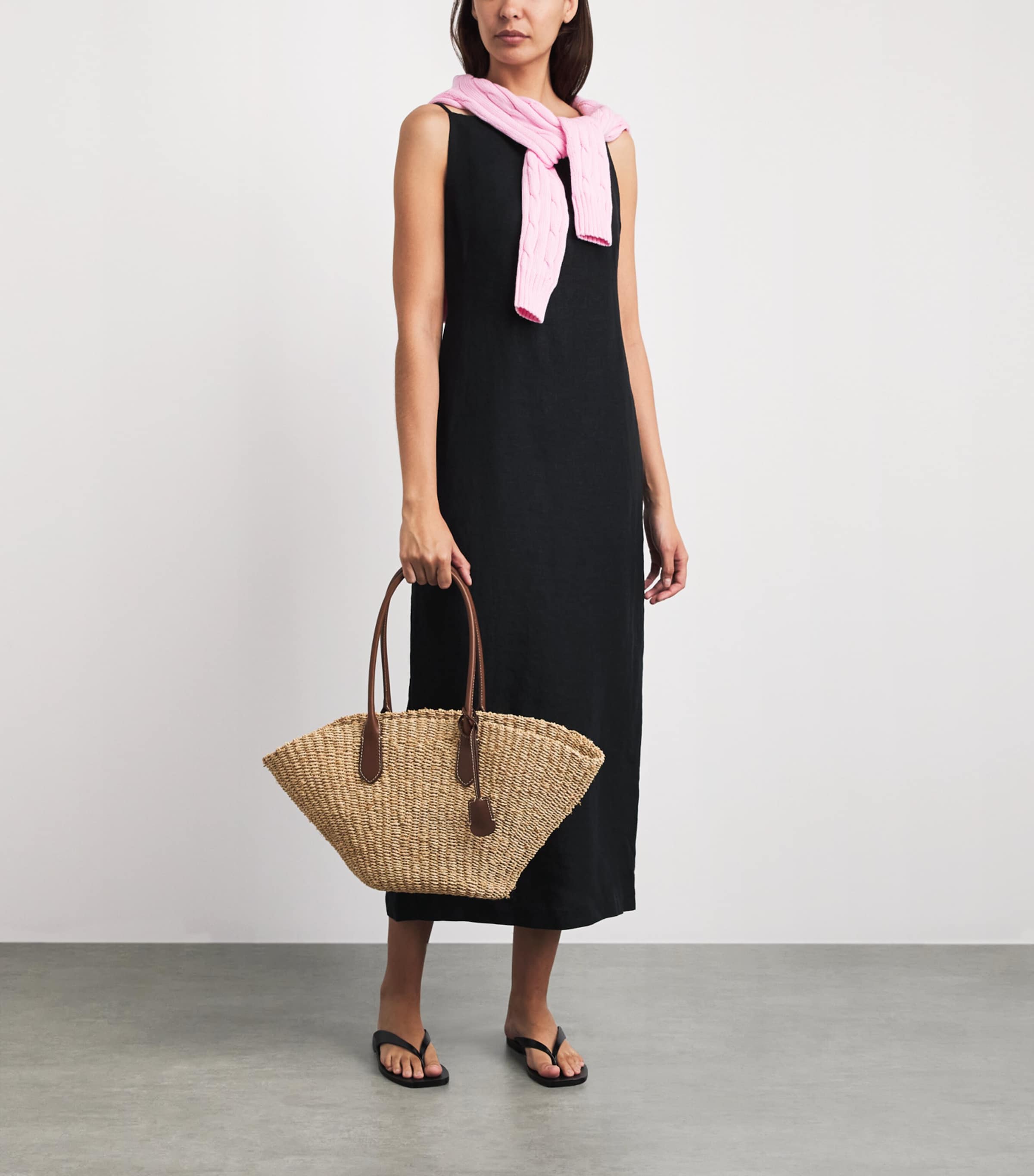 Polo Ralph Lauren Womens Linen Column Midi Slip Dress Polo Black Image 2