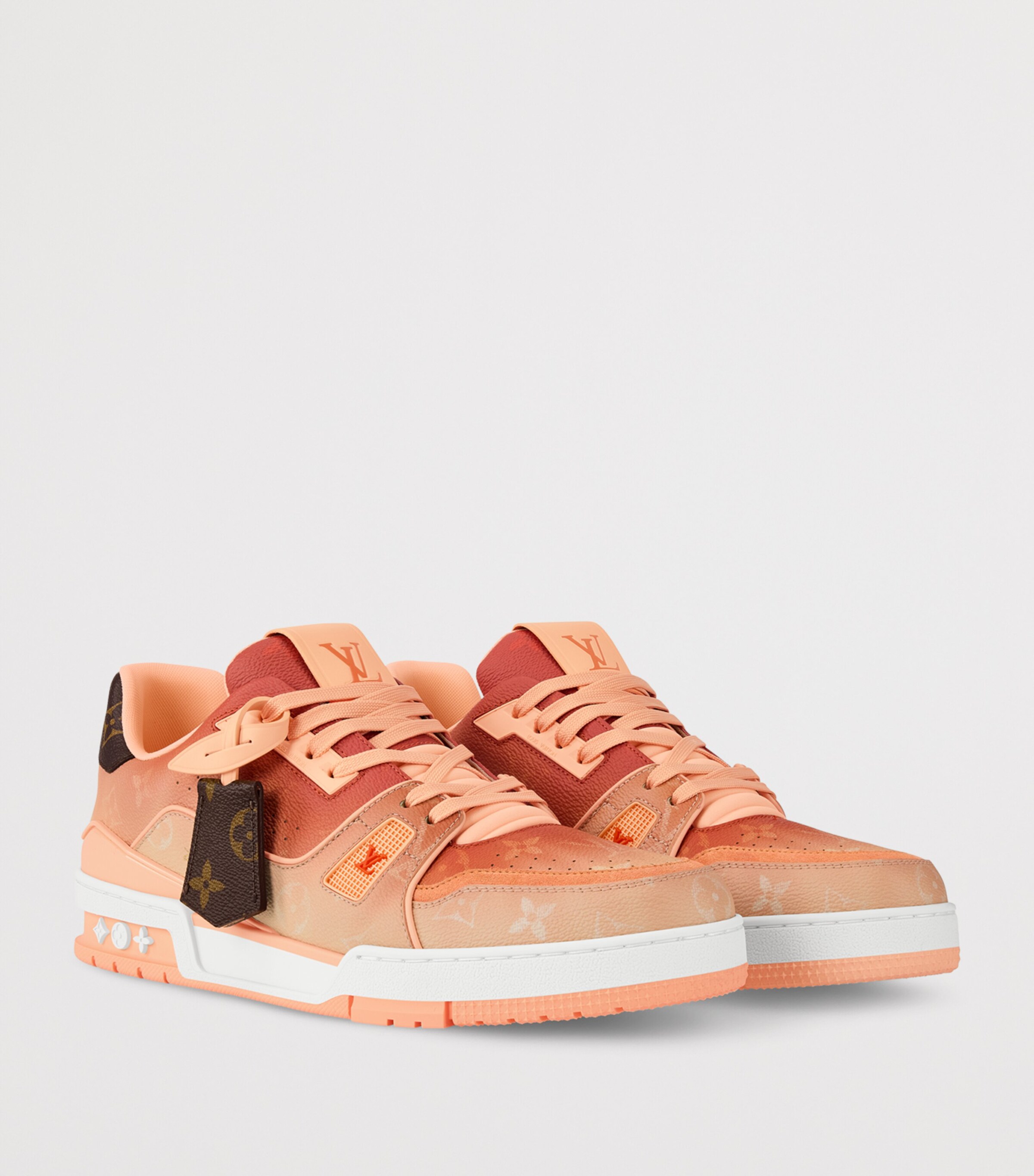 LOUIS VUITTON Leather LV Sneakers Orange Monogram Image 2