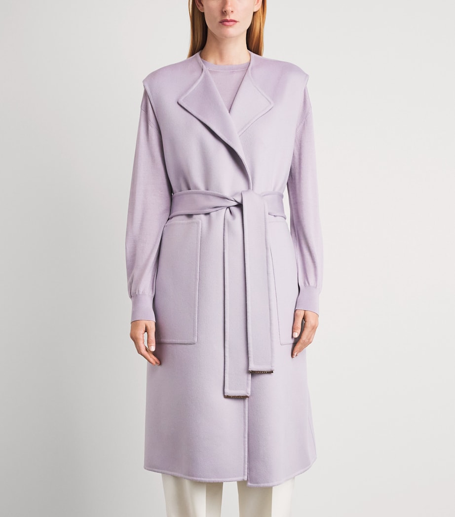 Agnona Womens Cashmere Belted Coat Lilac Mauve Image 4