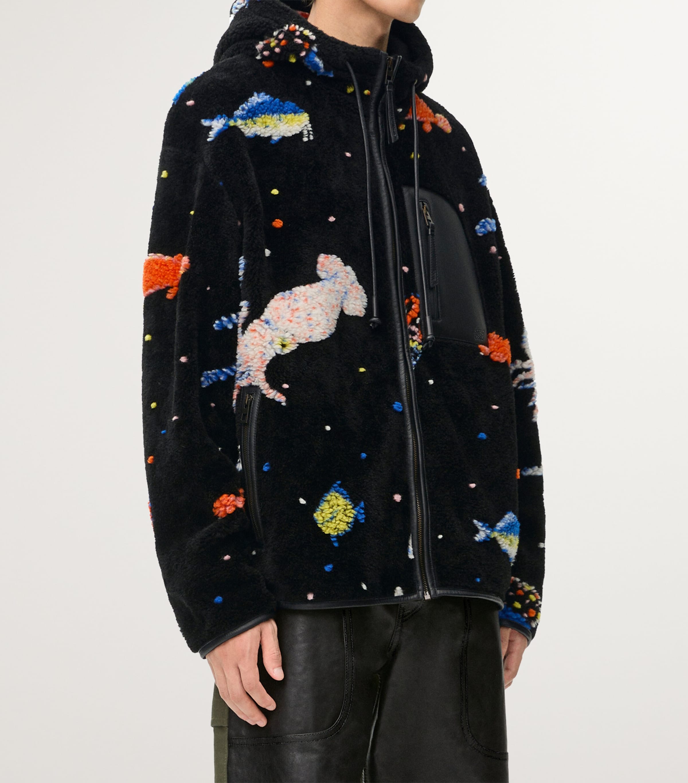 LOEWE Black x Suna Fujita Fleece Hooded Deep Sea Jacket | Harrods AE
