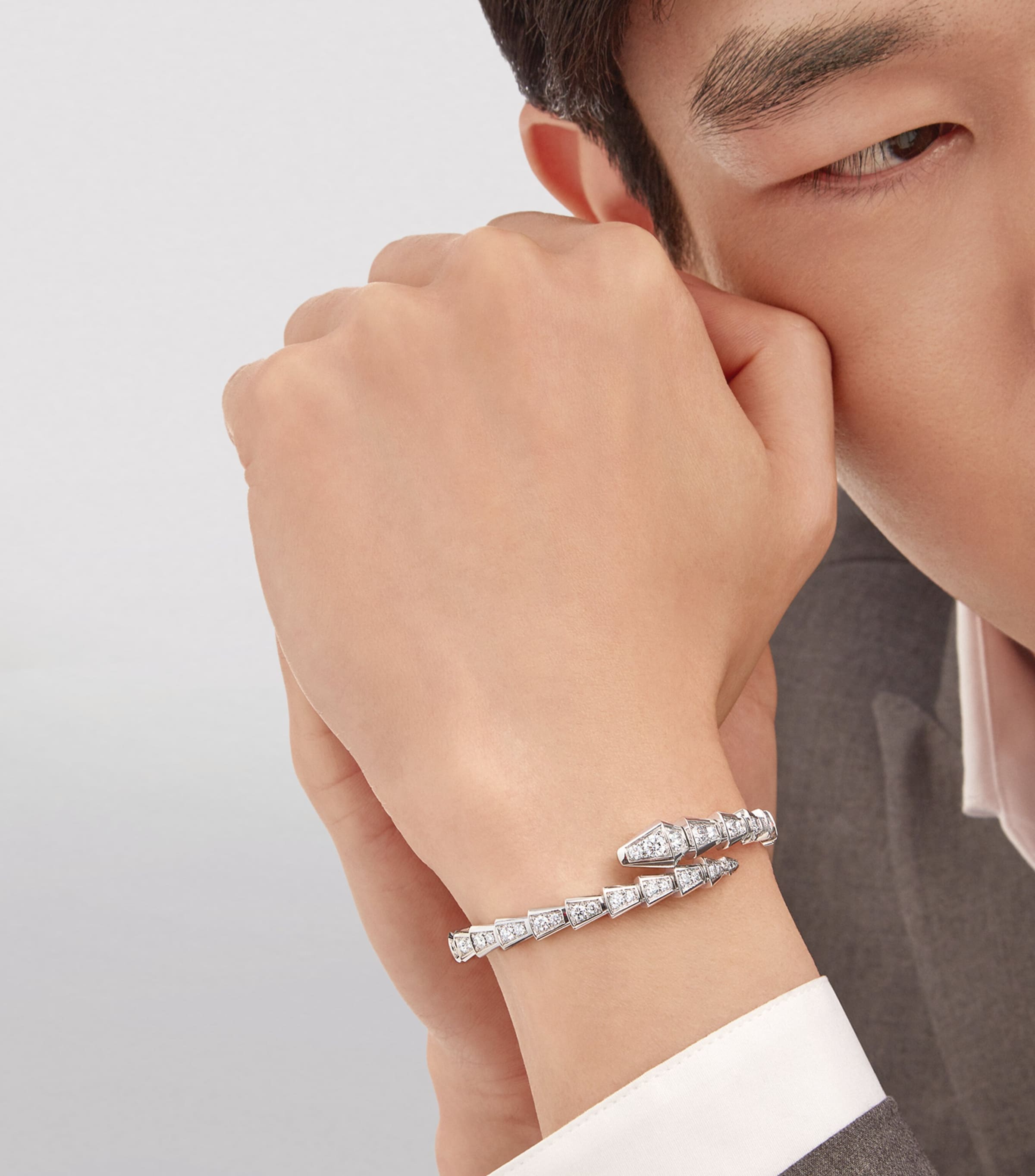Small White Gold and Diamond Serpenti Viper Bracelet WHITE GOLD Image 6