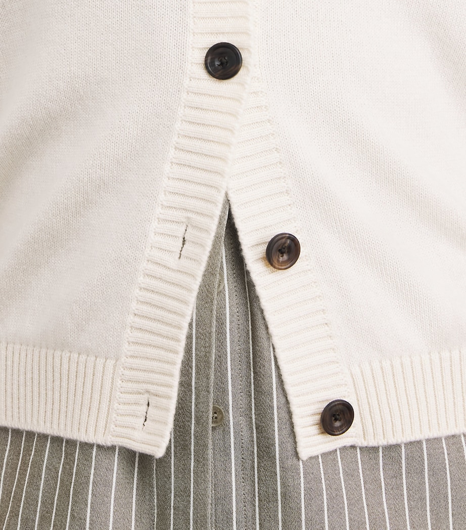 Harrods Womens Cashmere-Cotton Cardigan Niveous Image 3