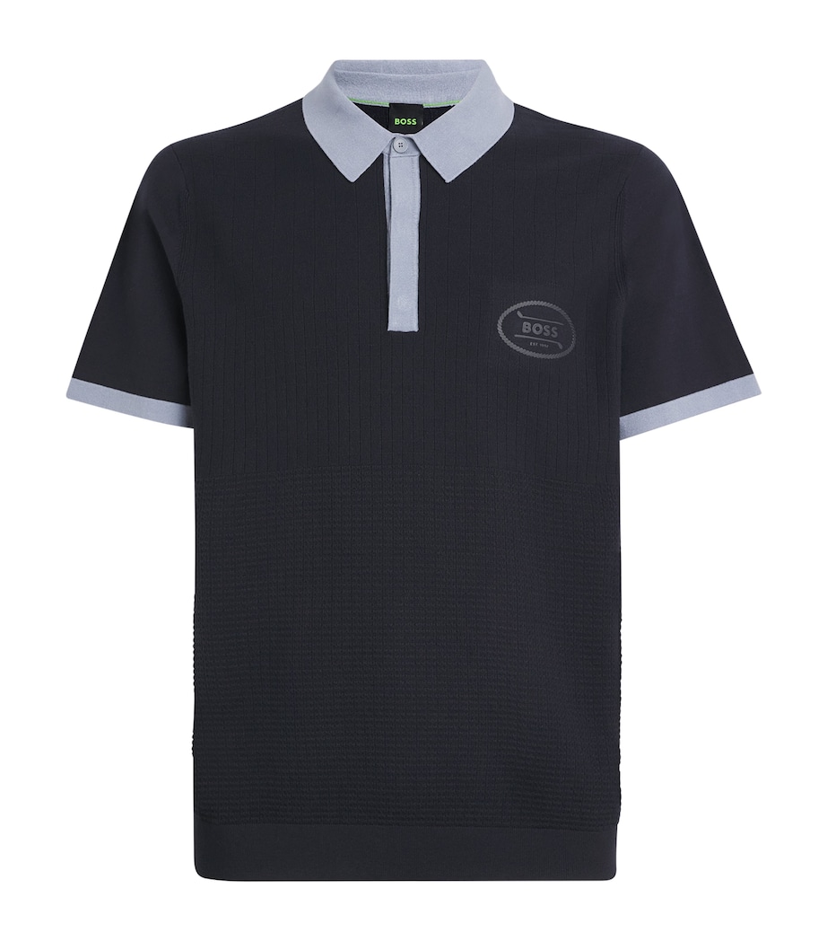Stretch Cotton Piqué Club Polo Shirt 402DARK BLUE Image 1