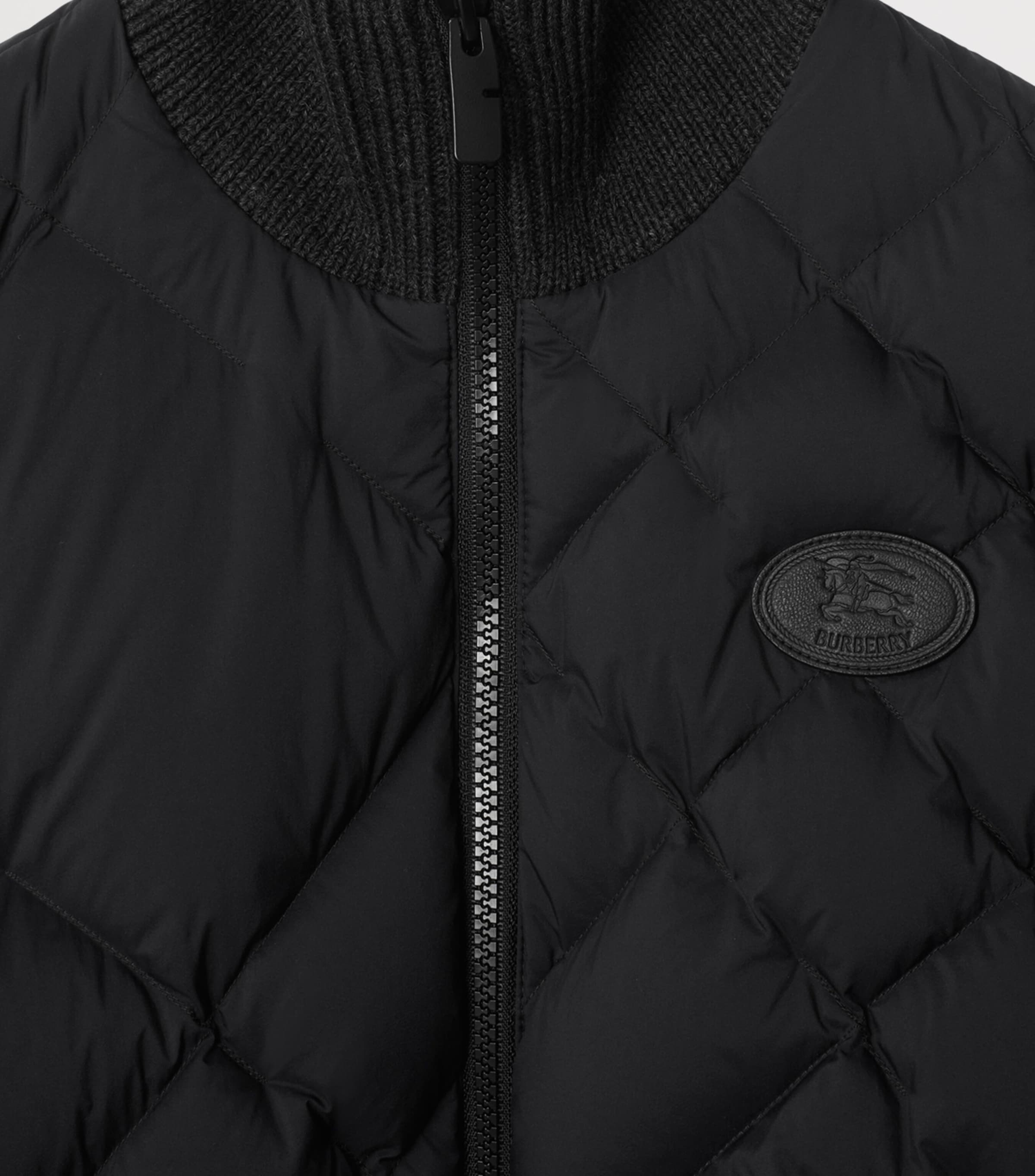 Down Wool-Sleeve Quilted Jacket BLACK Image 4