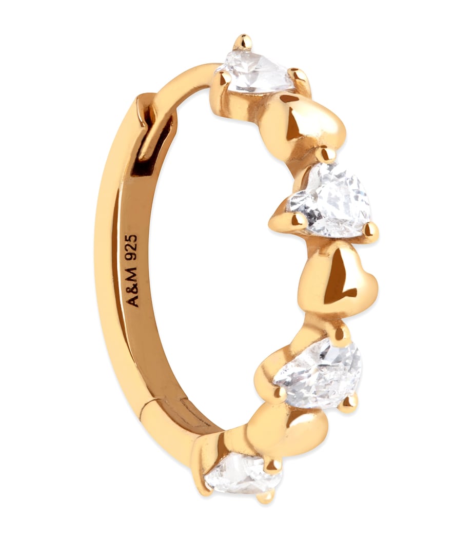Yellow Gold-Plated Heart Cluster Single Hoop Earring GOLD Image 1