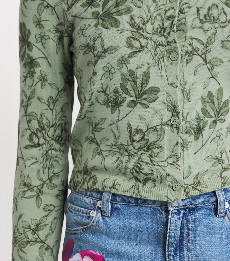 Alice+Olivia Womens Cotton Printed Carson Cardigan Grdn Sage Image 3