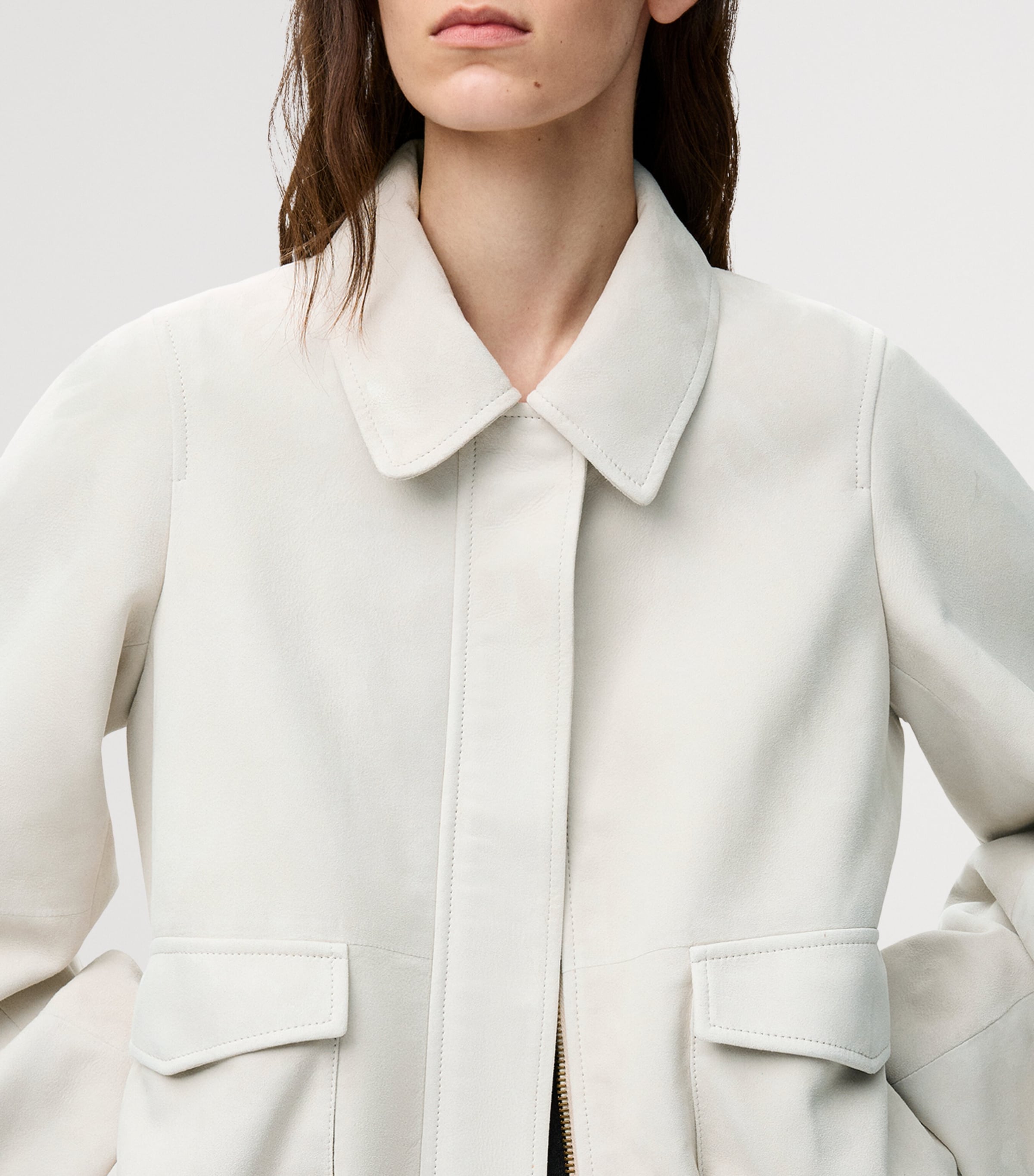 Leather-Blend Bomber Jacket LIGHT GREY Image 5