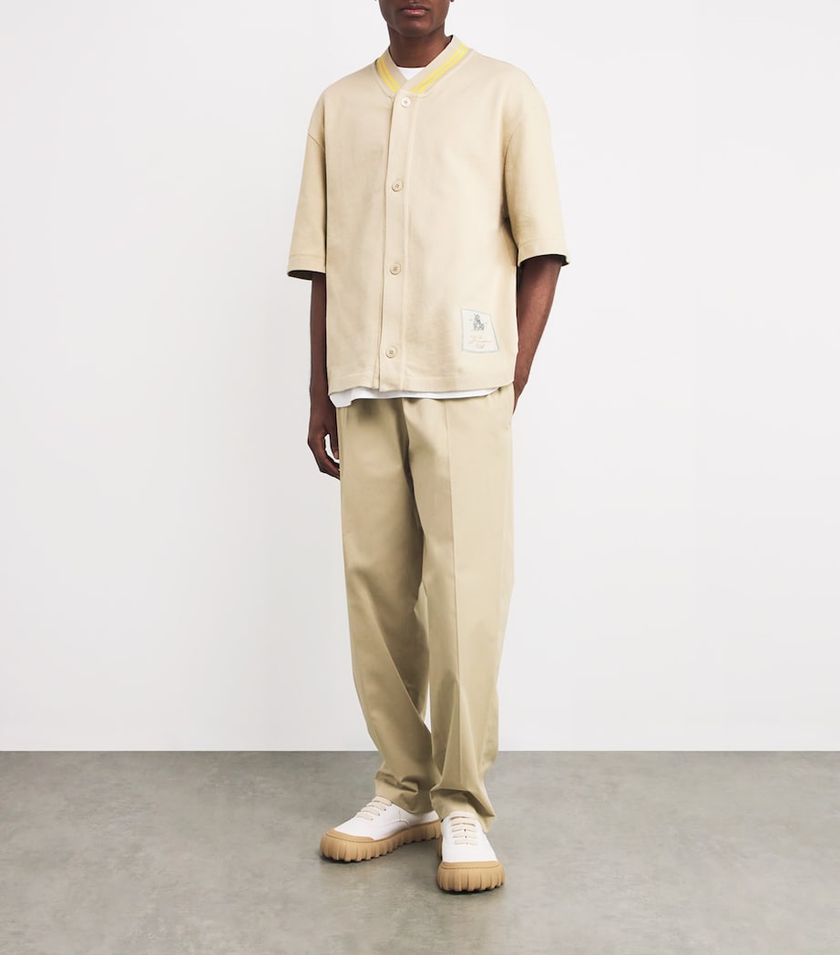 Jacquemus Mens Cotton Cropped-Sleeve Shirt Beige Image 2