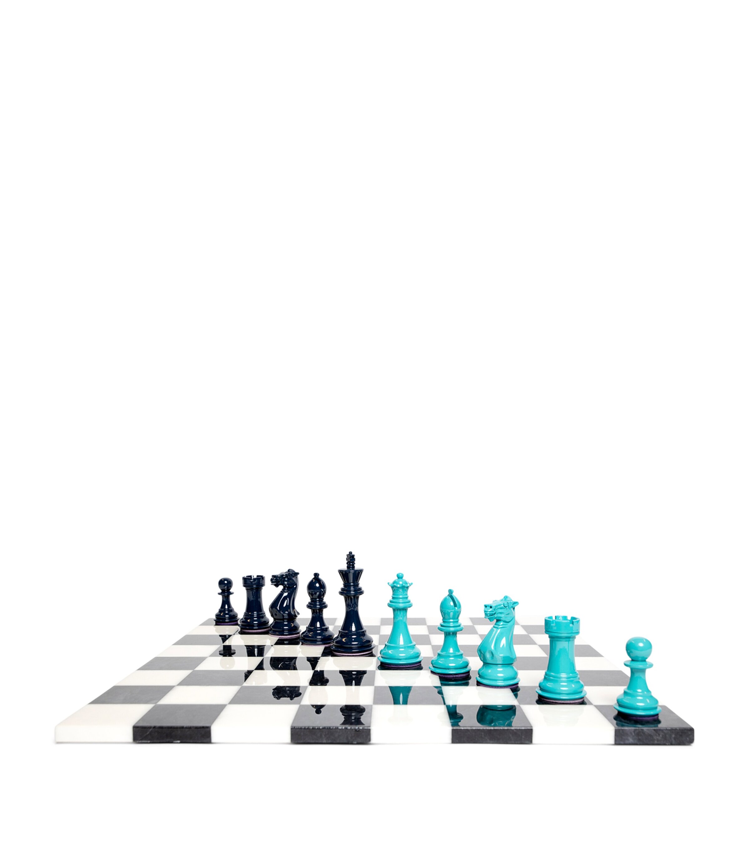 Alabaster Bold Chess Set DARK TURQUOISE Image 2