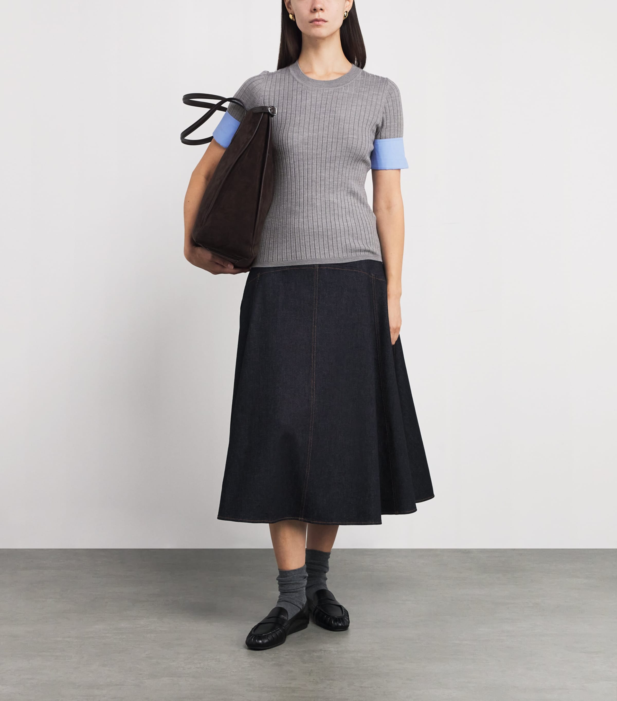 Cuffed Knitted Top GREY Image 2