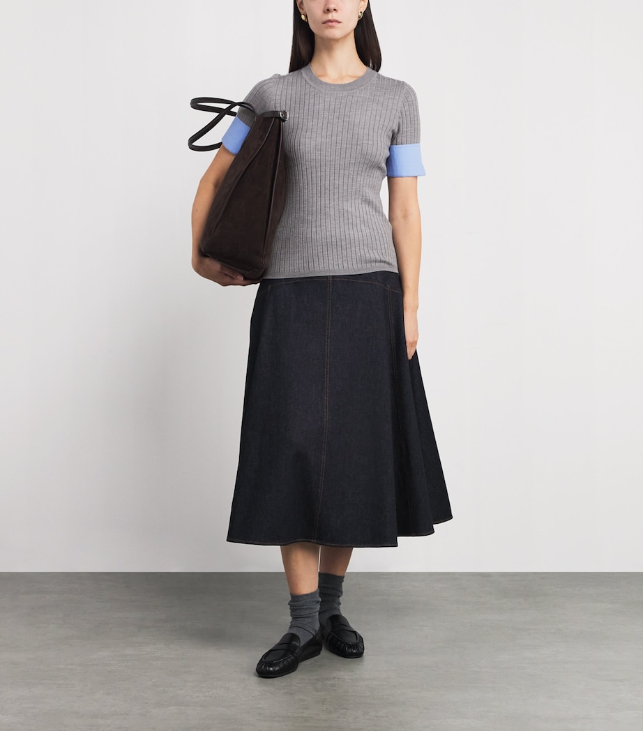 Cuffed Knitted Top GREY Image 2