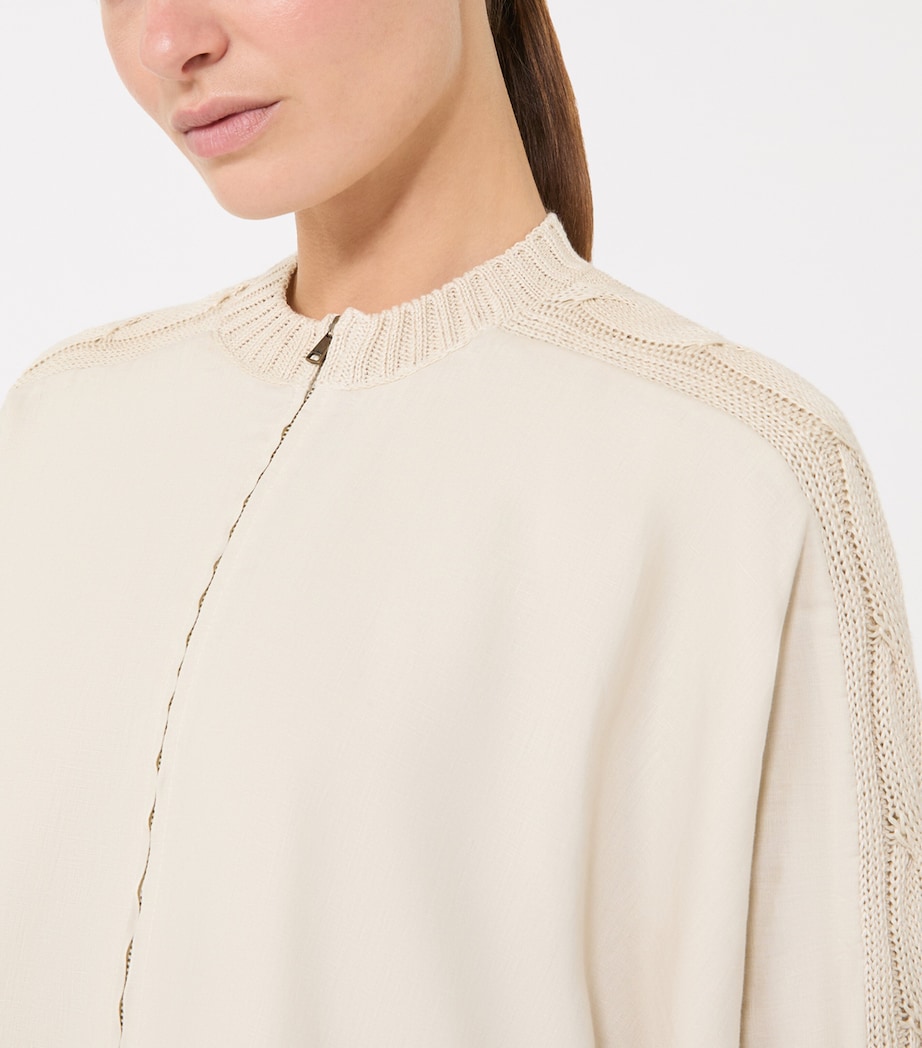 Max Mara Linen Eresia Zip-Up Cardigan Beige Image 5