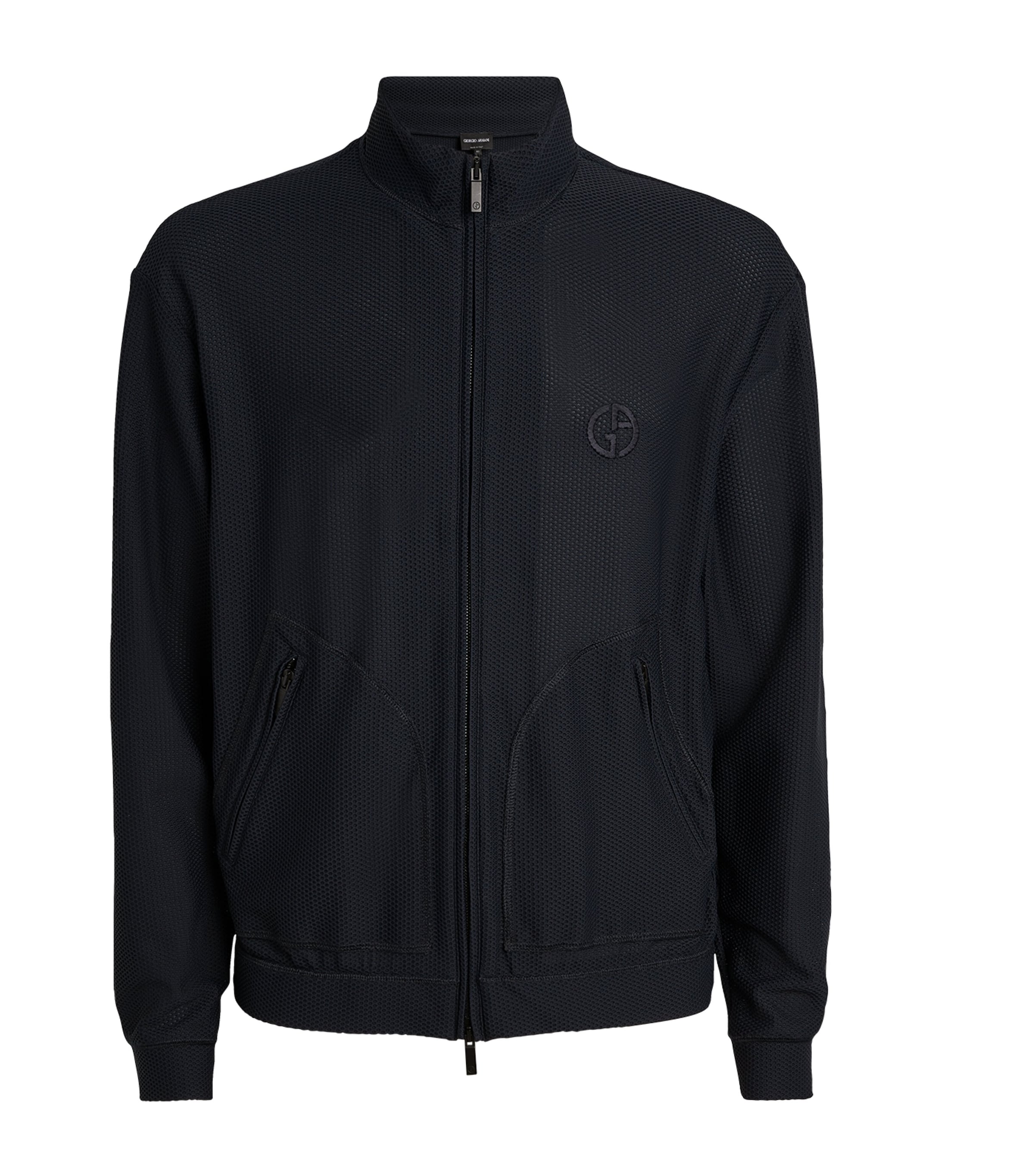 Giorgio Armani Mesh Bomber Jacket In Blue
