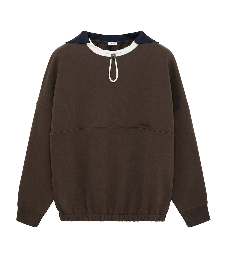 LOEWE Womens Cotton-Blend Drawstring Sweatshirt Brown Image 1
