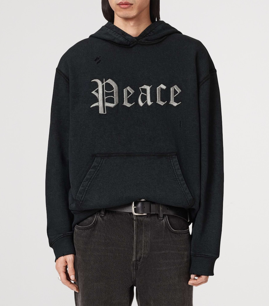 AllSaints Mens Organic Cotton Utopia Hoodie Washed Black Image 6