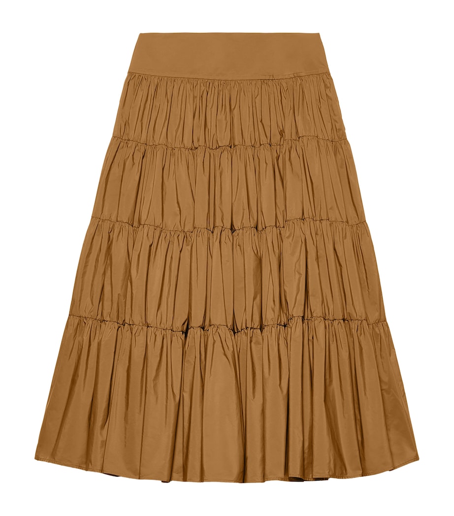 MAX&Co. Womens Taffeta Tiered Corolla Skirt Buck Image 1