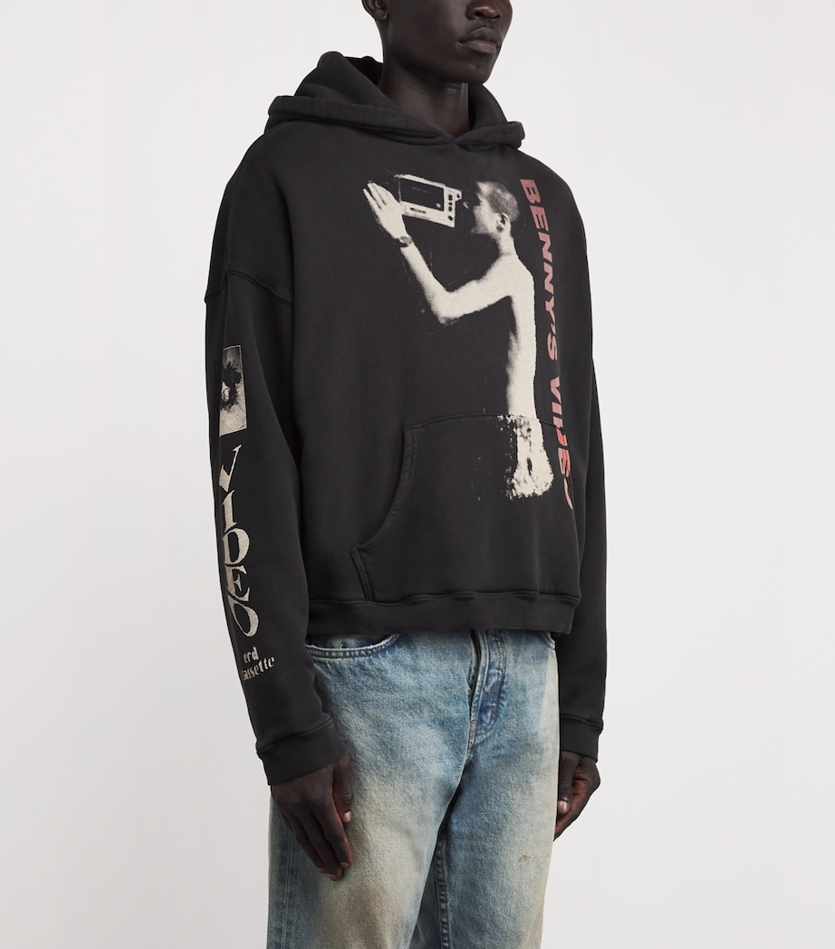 Enfants Riches Déprimés Mens Cotton Benny’s Video Hoodie Faded Black Image 3