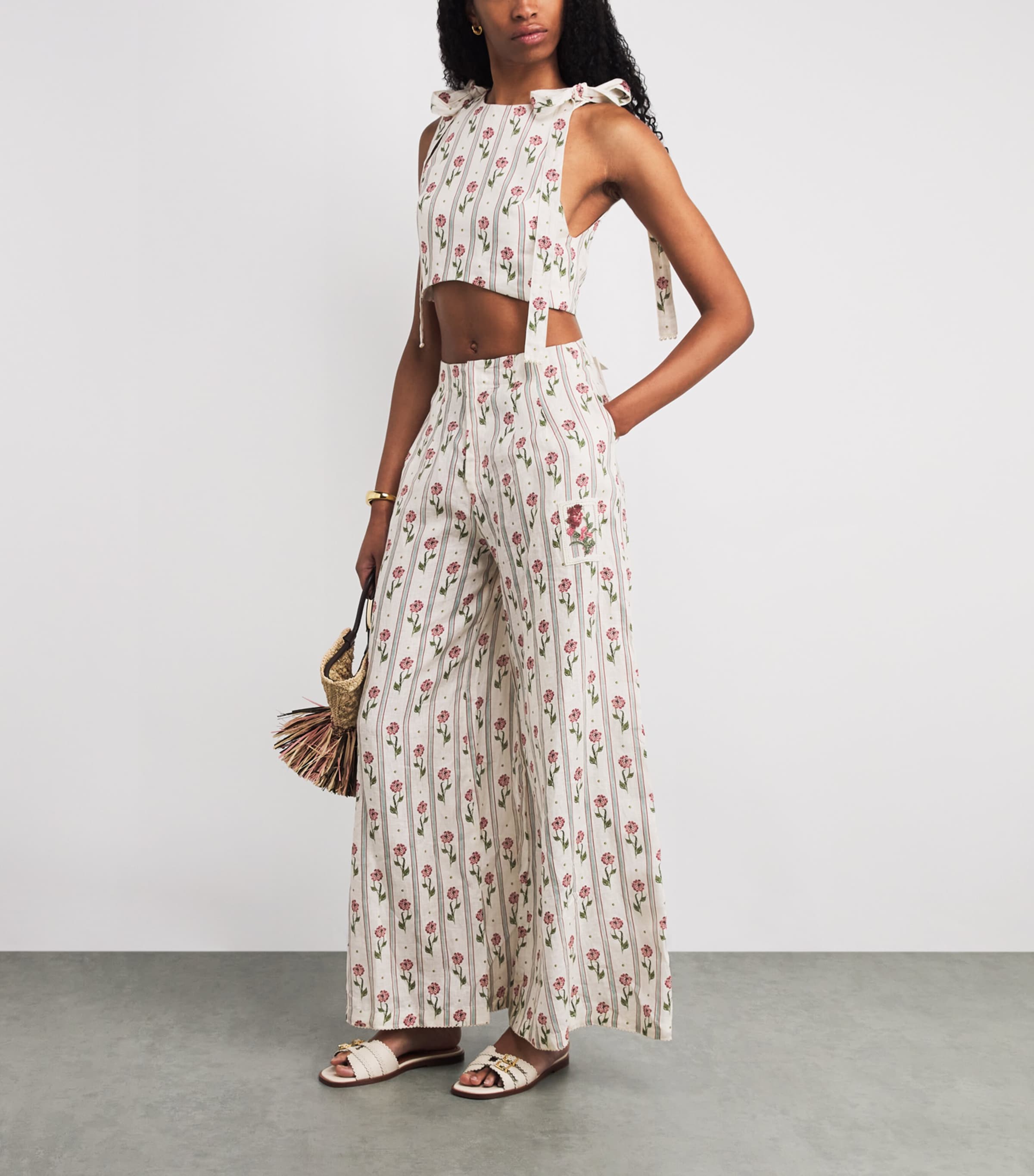 Linen Pinon Wide-Leg Trousers MULTICOLOUR Image 2