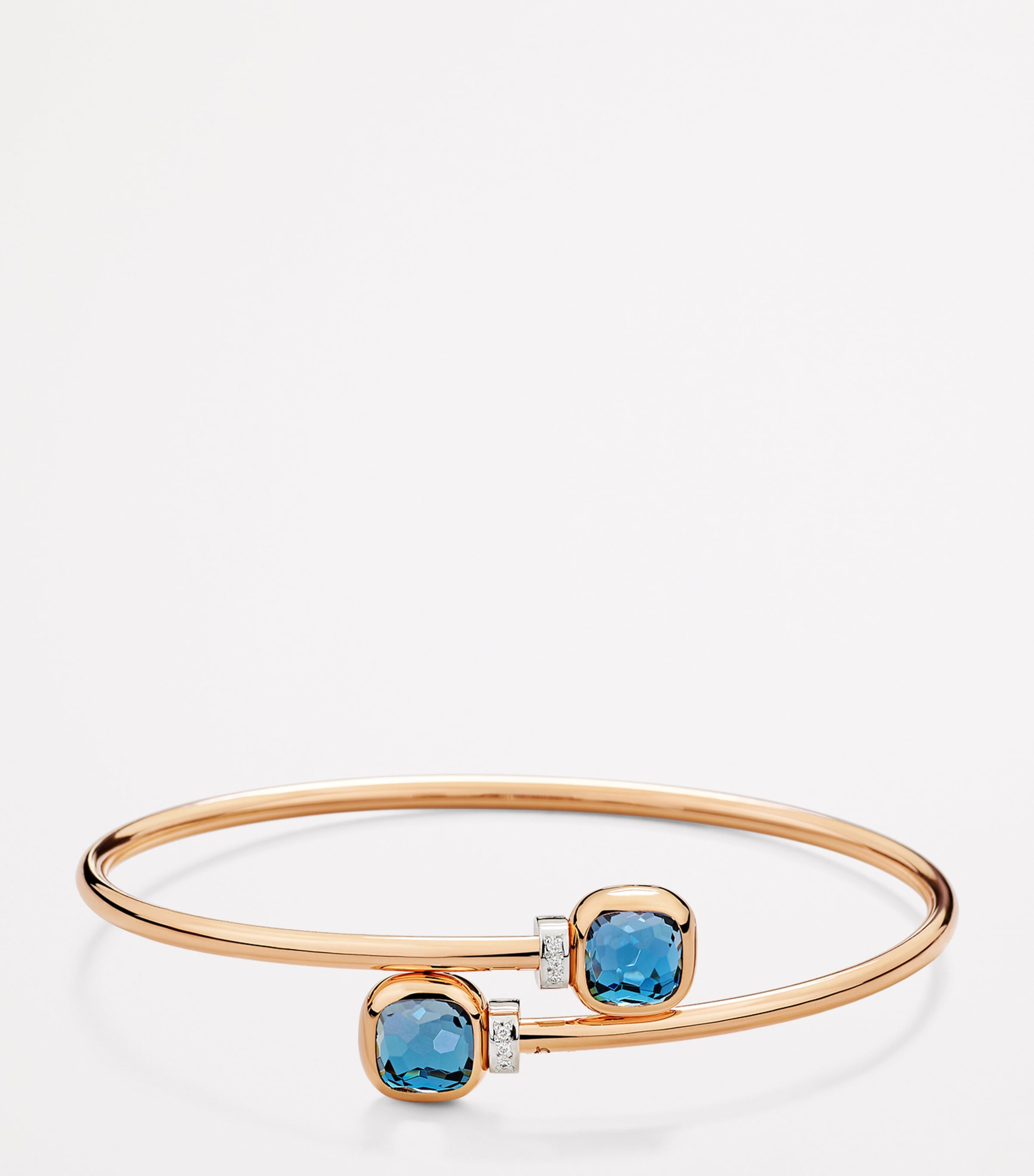Mixed Gold, Blue Topaz and Diamond Nudo Bangle DB0TL Image 2
