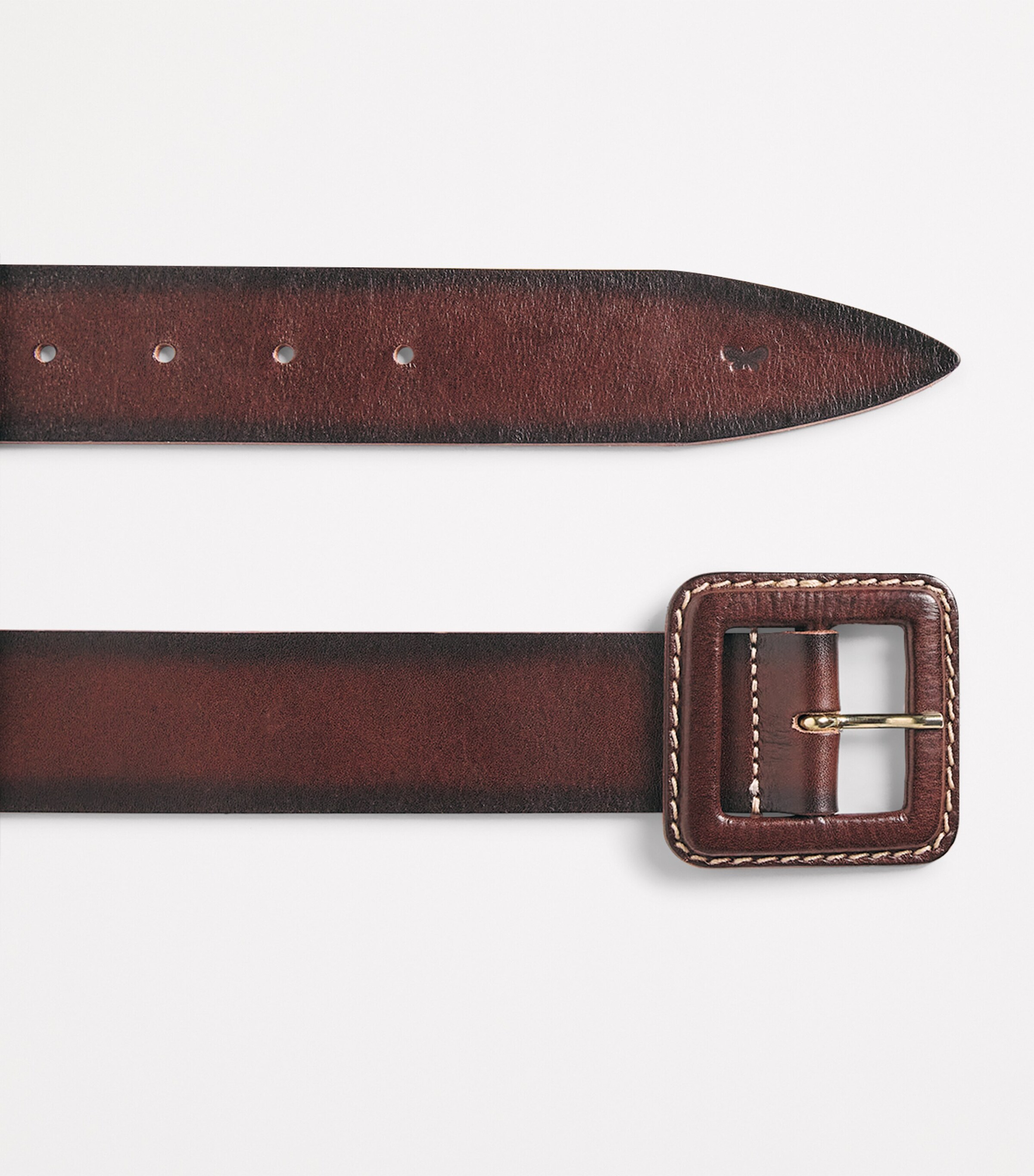 Leather Buckle Belt DARK BOWN Image 4