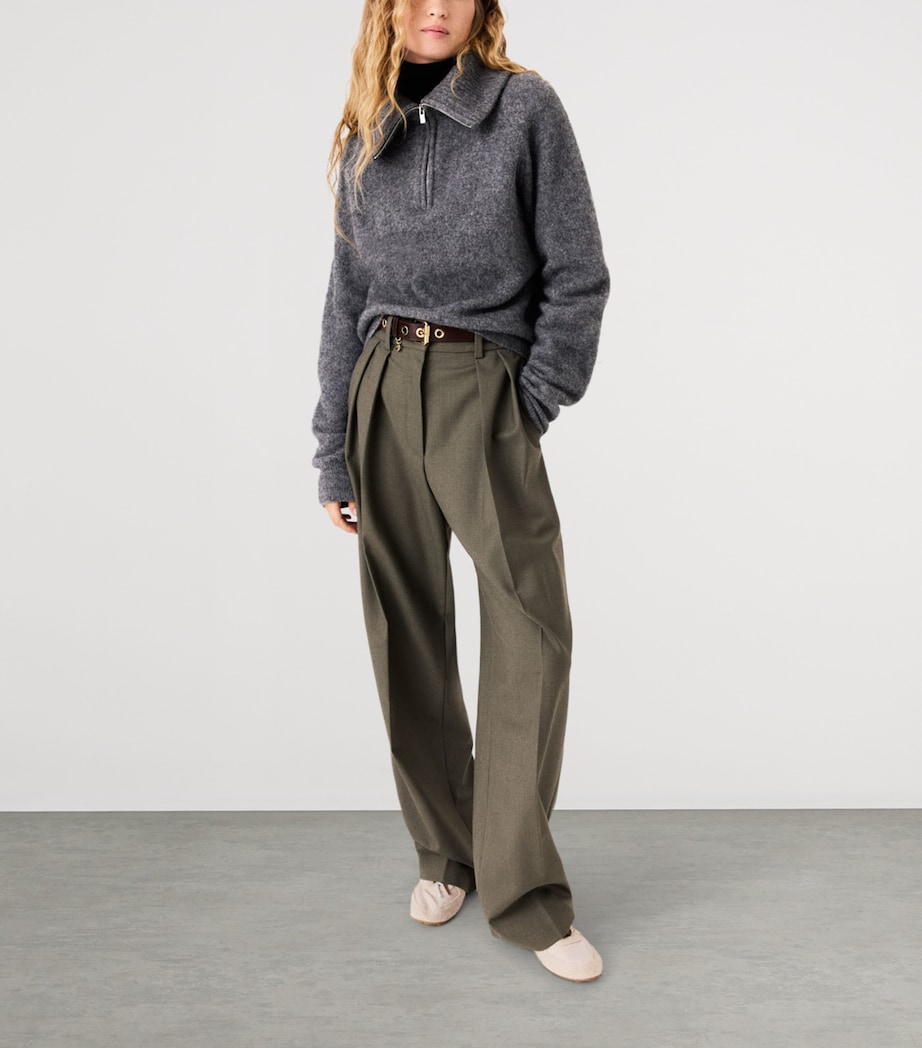 Maje Womens Yak-Blend Quarter-Zip Sweater Grey Image 5