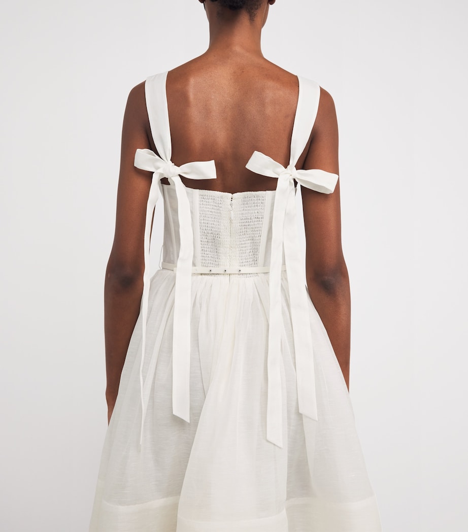 Linen-Silk Corset Midi Dress IVO IVORY Image 6