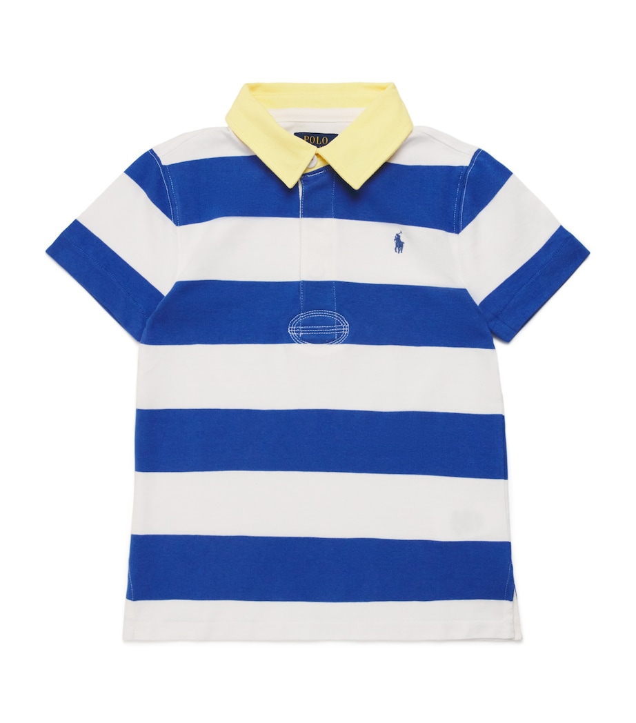 Cotton Stripe Polo Shirt (2-7 Years) WHITE MU Image 1